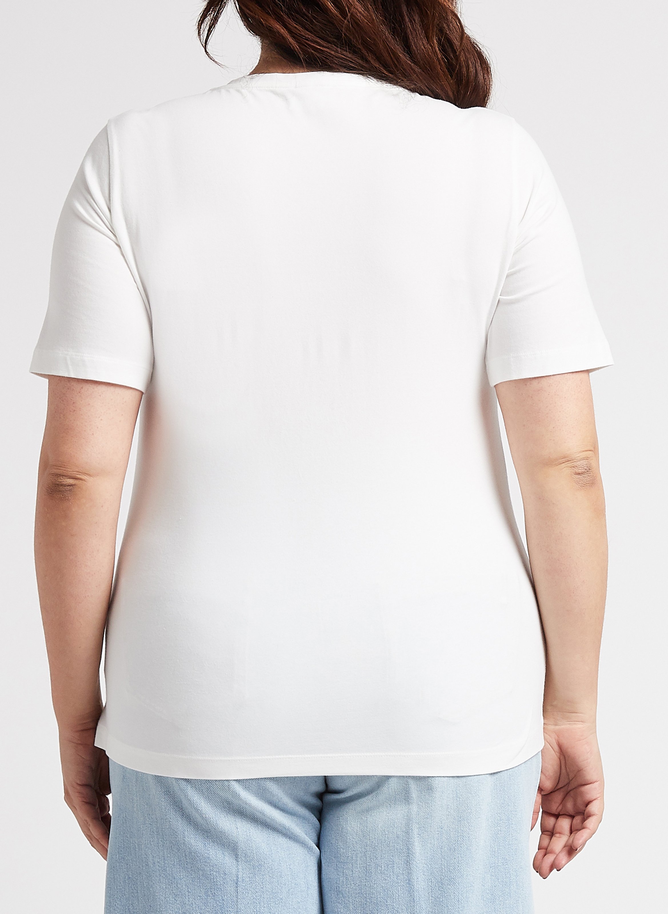 T-Shirt aus Baumwoll-Mix mit Siebdruck PERSONA by Marina Rinaldi Weiss