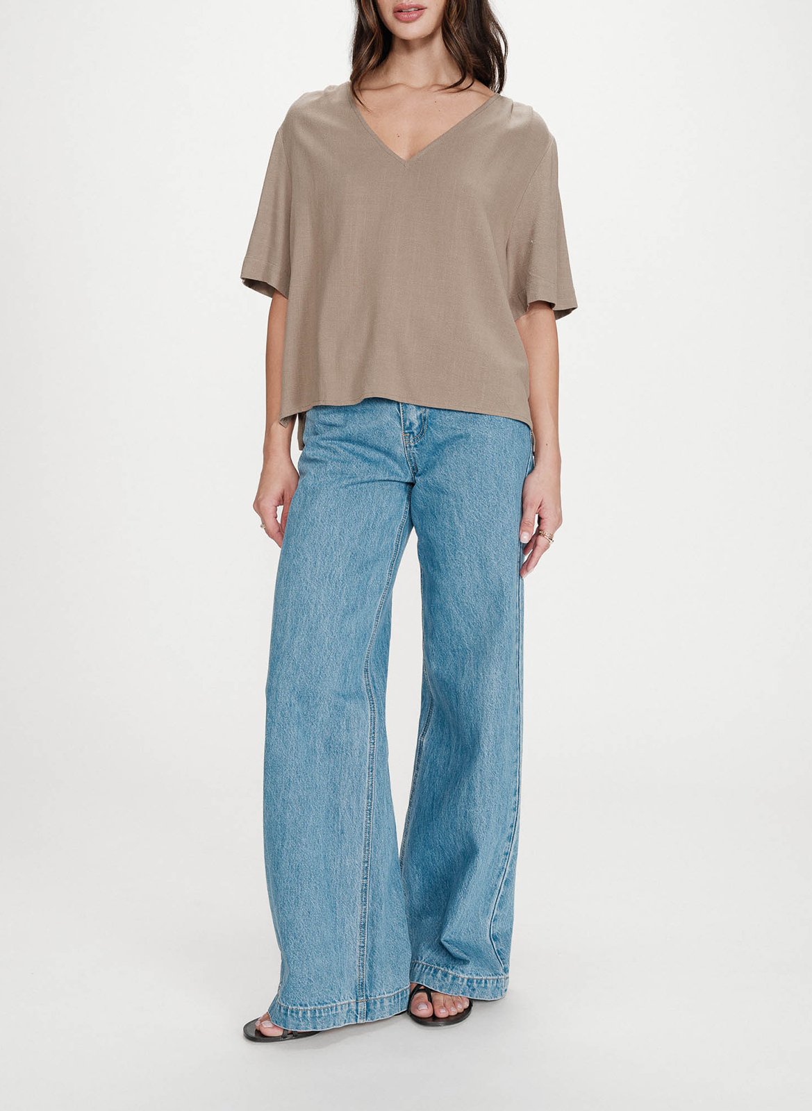 Top droit col V GRACE ET MILA Vert