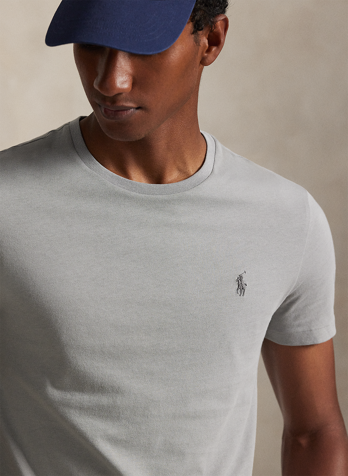 Tee-shirt col rond slim-fit en coton POLO RALPH LAUREN Gris