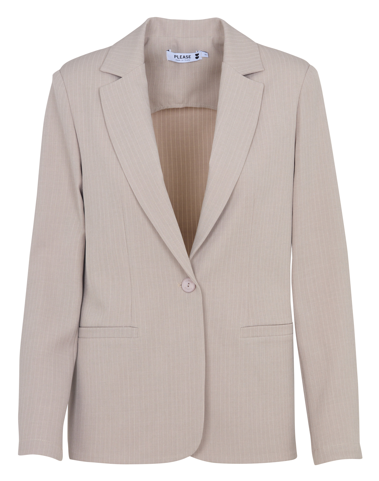 Veste droite col tailleur rayée PLEASE Beige