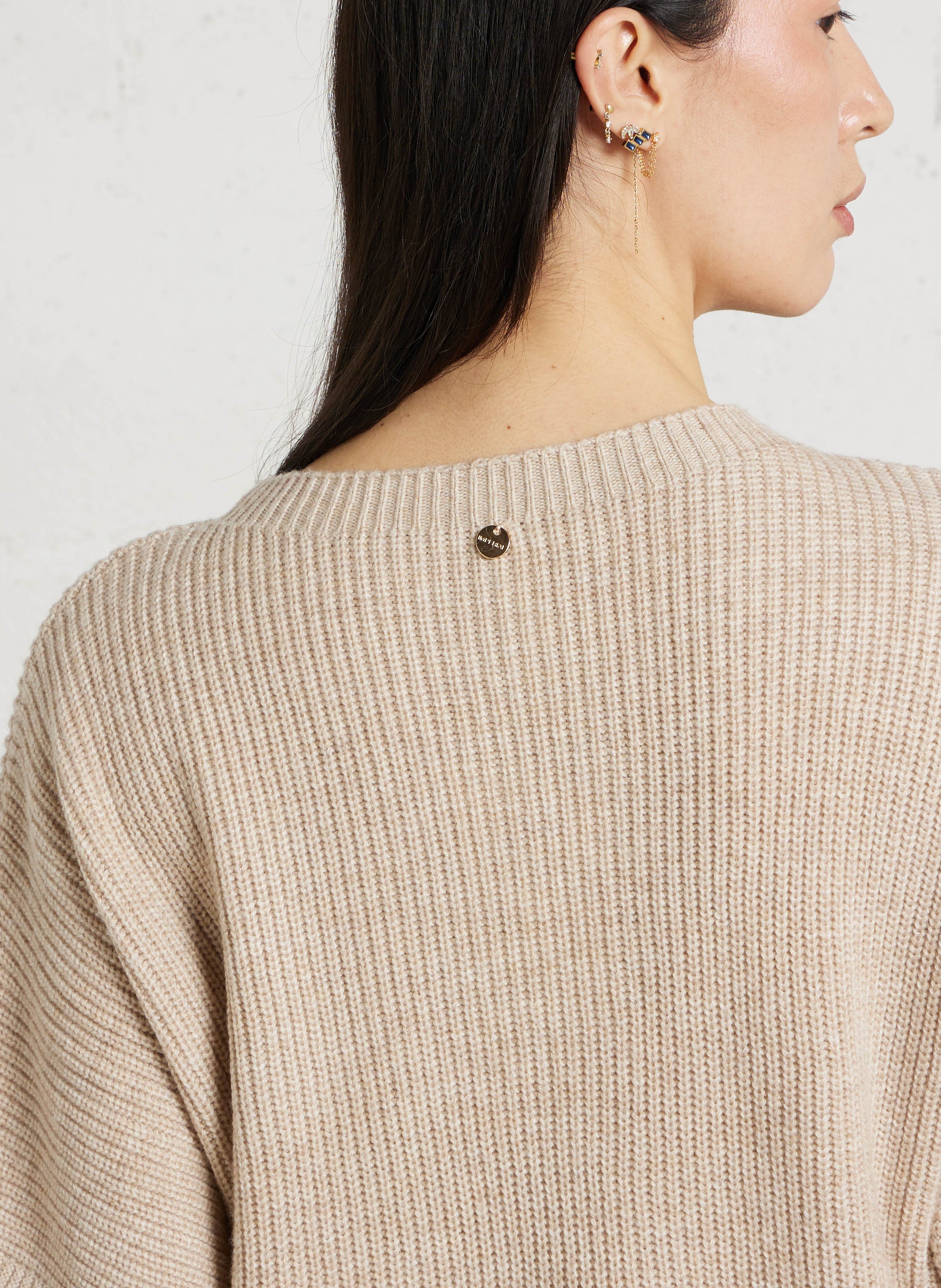 Loose-fit knit-blend sweater with round neck IMPERIAL Beige