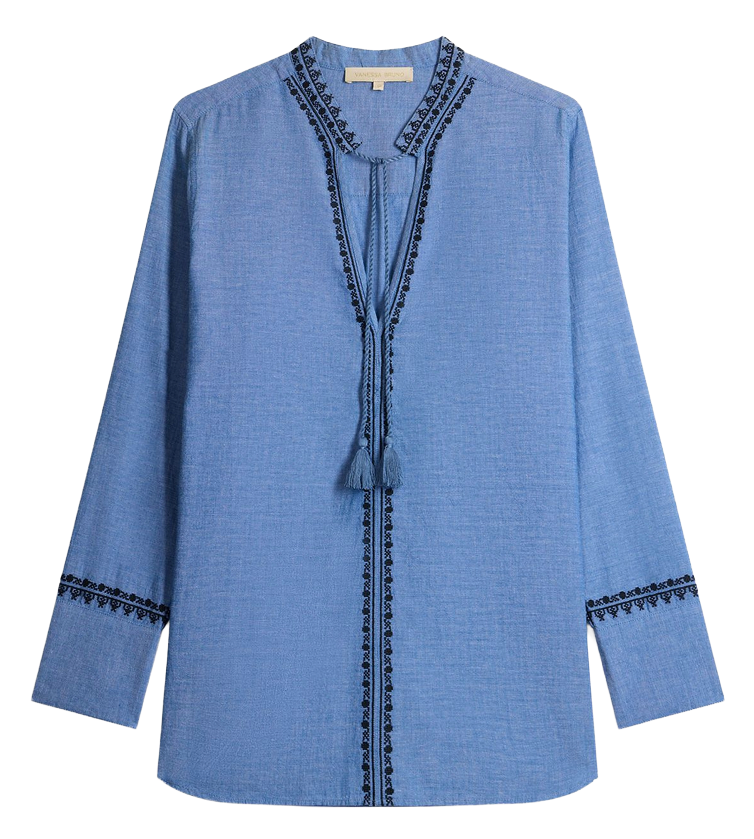 Straight flowing tunic collar blouse VANESSA BRUNO Blue
