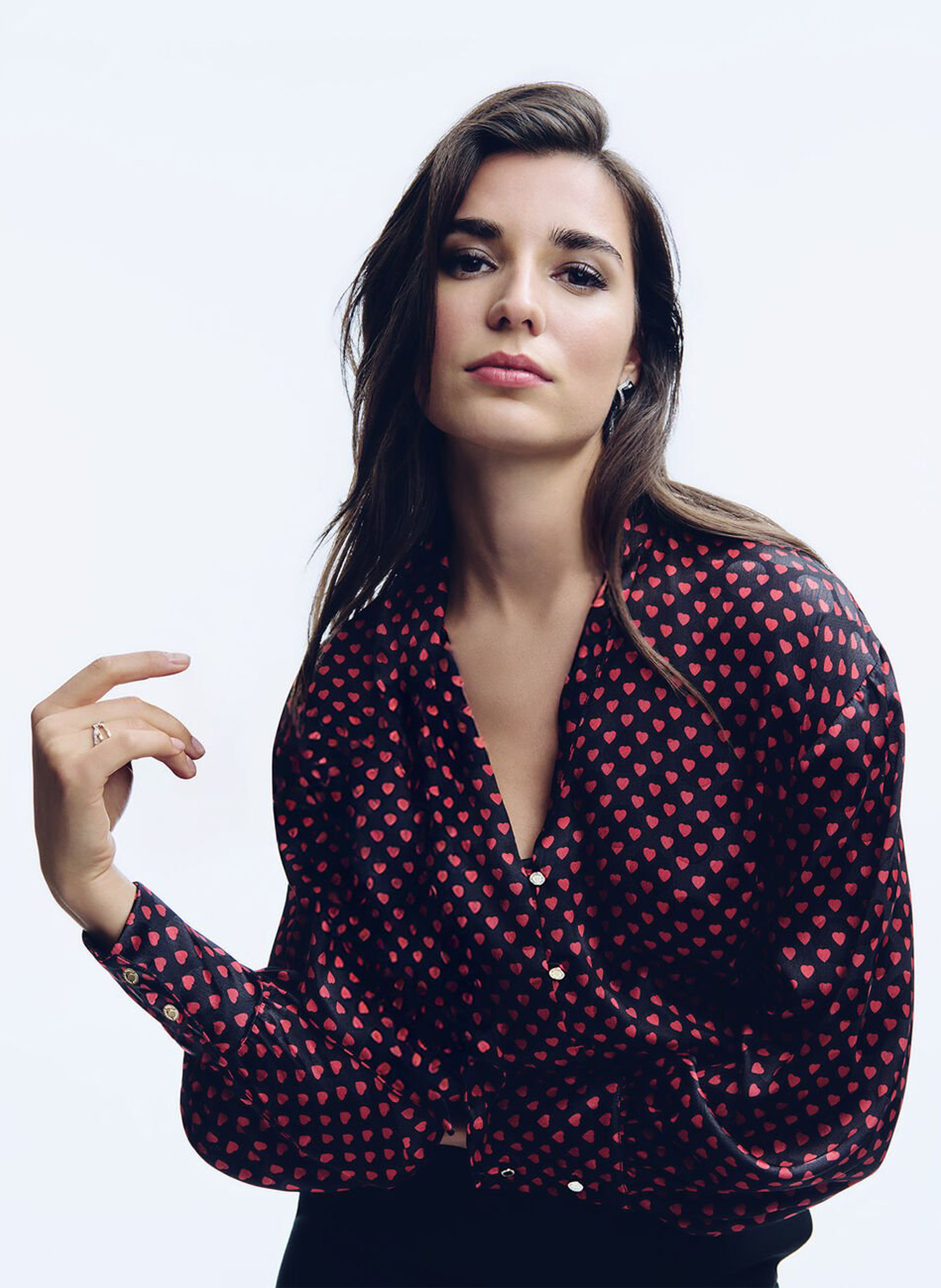 Chemise fluide droite à motif cœurs MORGAN Multicolore