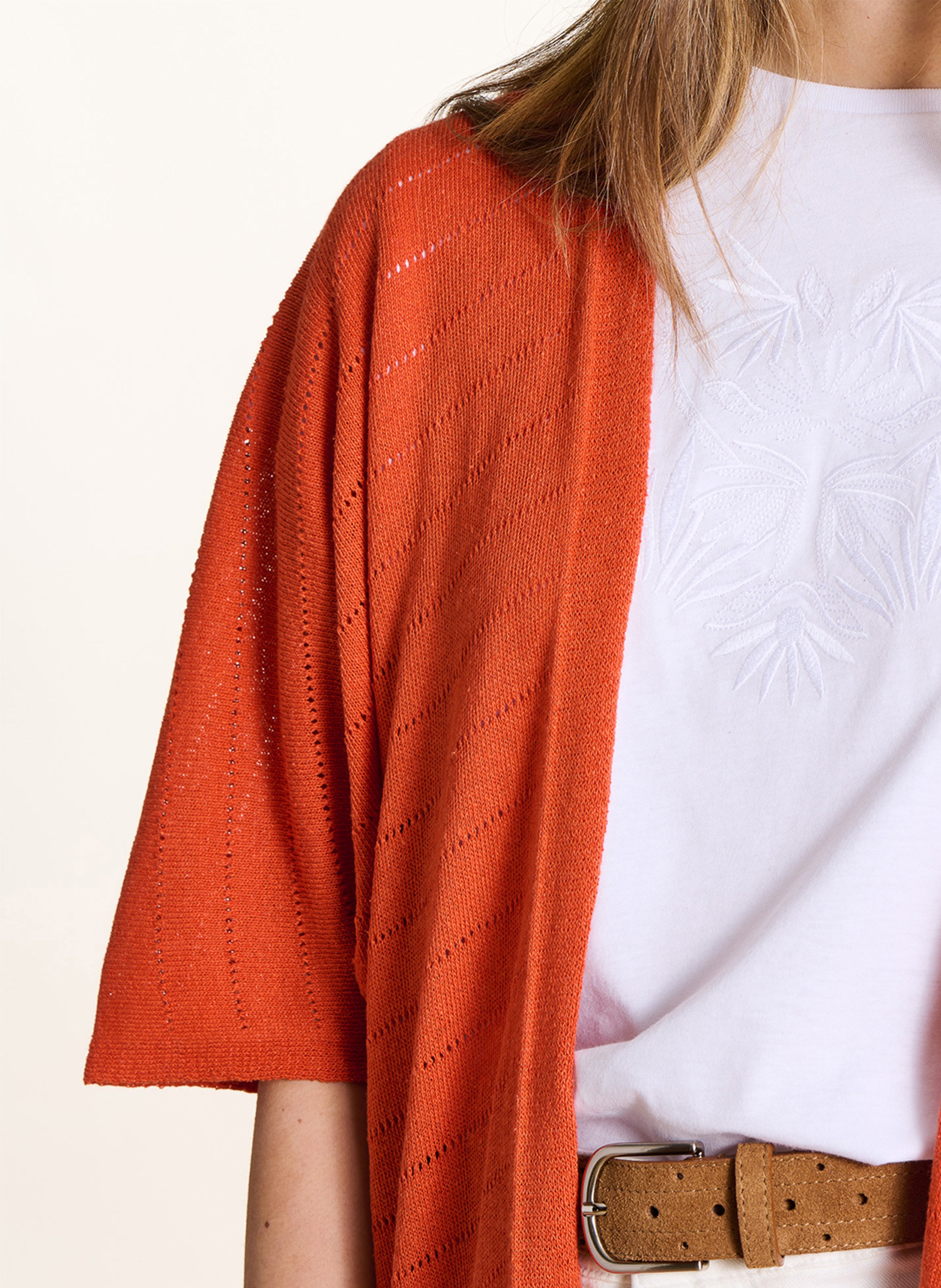 Strickjacke aus Baumwoll-Mix LA FEE MARABOUTEE Braun