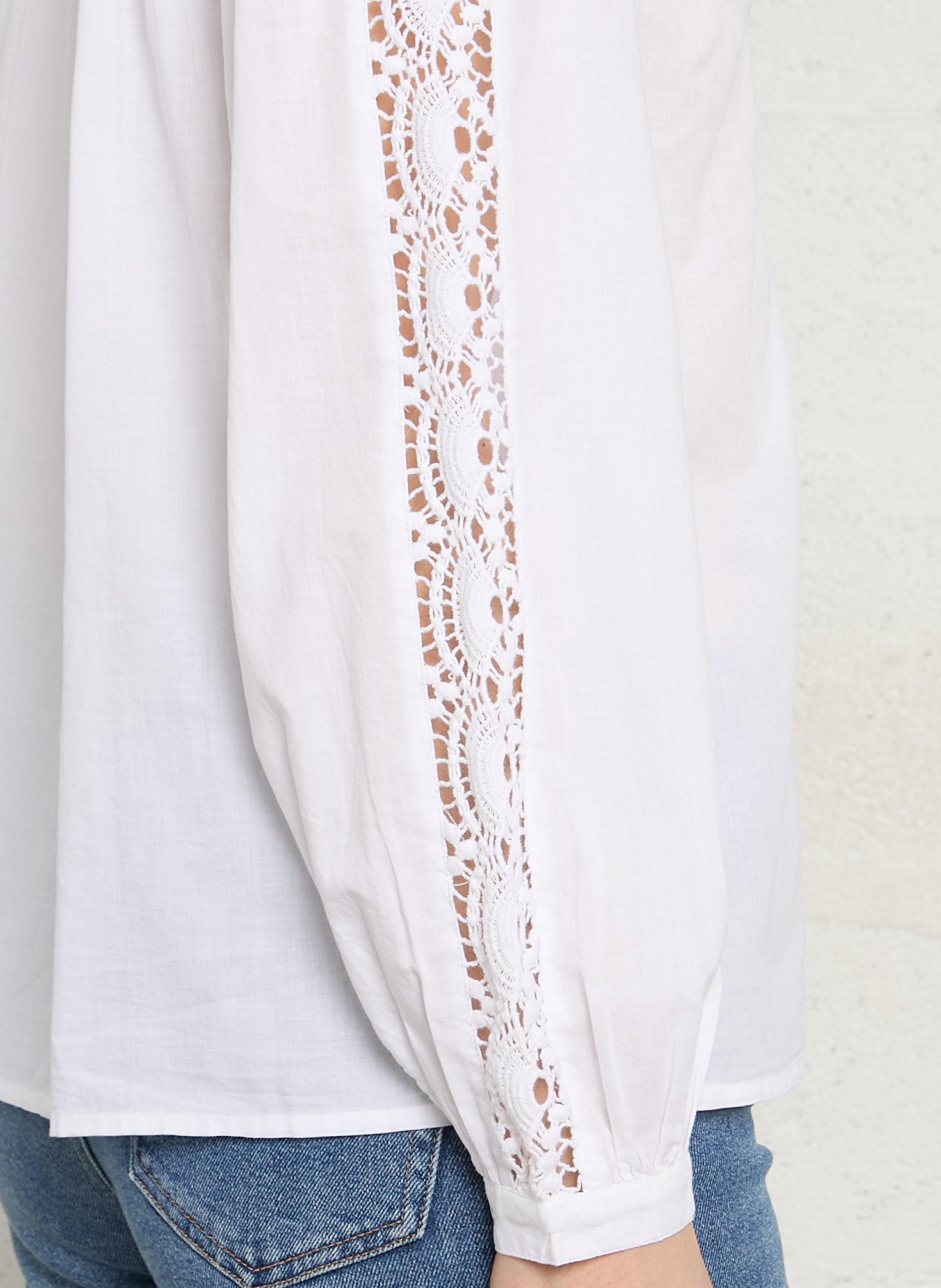 Chemisier col V à broderies ajourées MAISON 123 Blanc