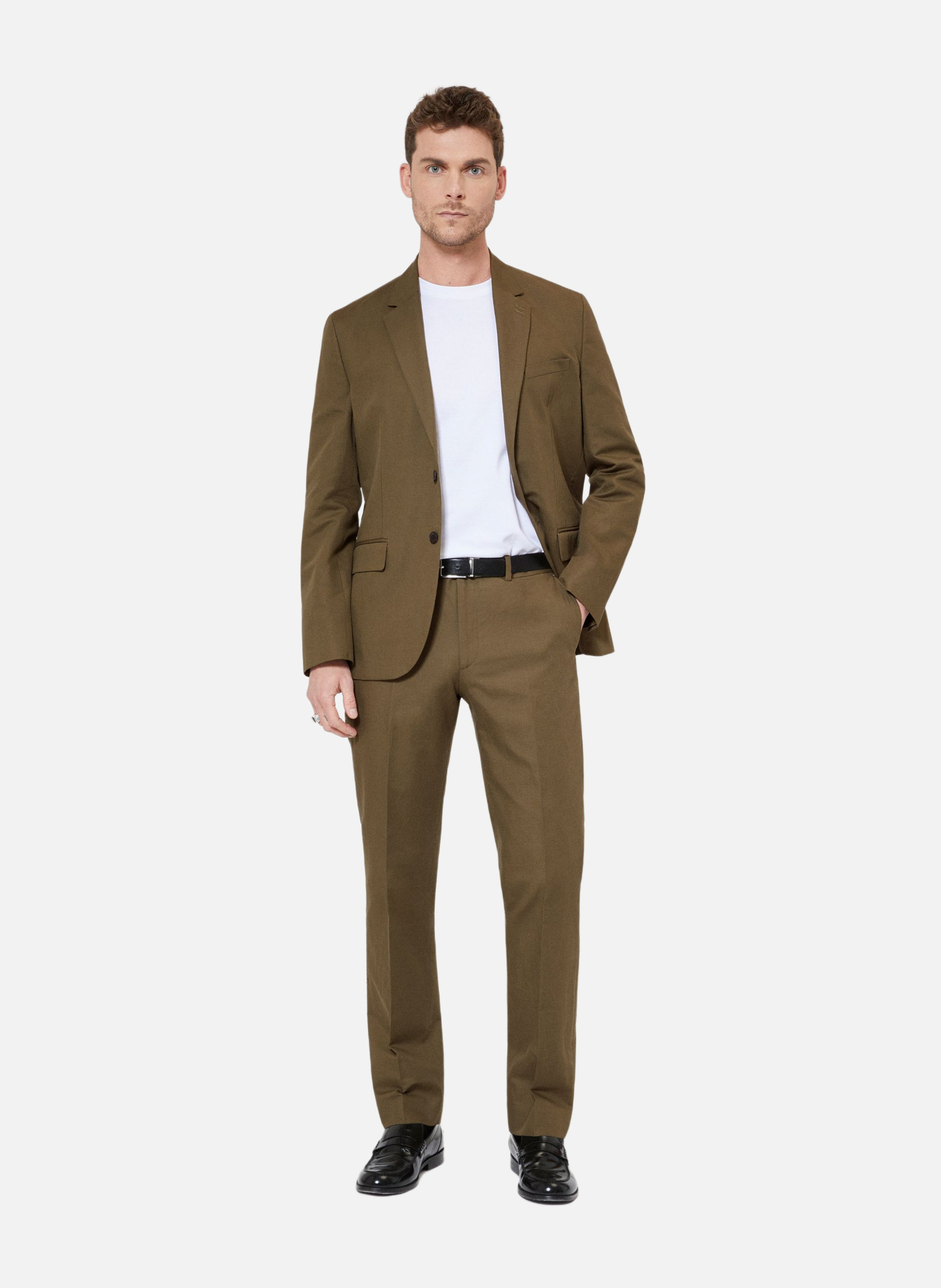 Pantalon de costume en coton lin THE KOOPLES Green