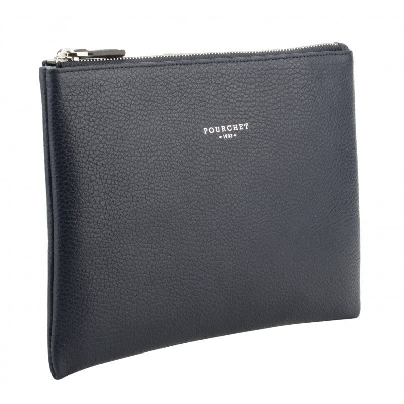 Calfskin leather shoulder bag POURCHET Blue