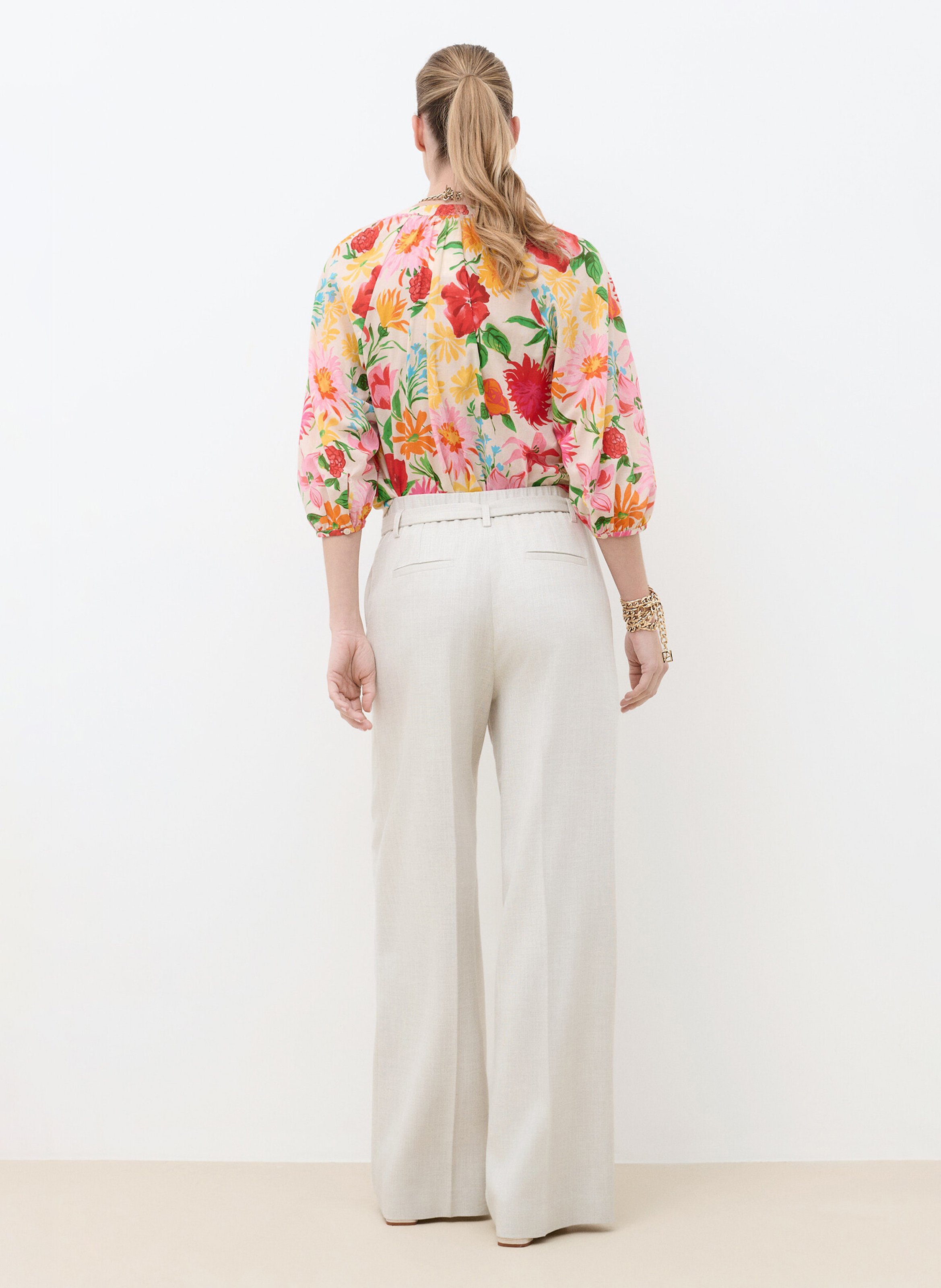 Wijde pantalon met ceintuur in effen kleur CAROLL Beige