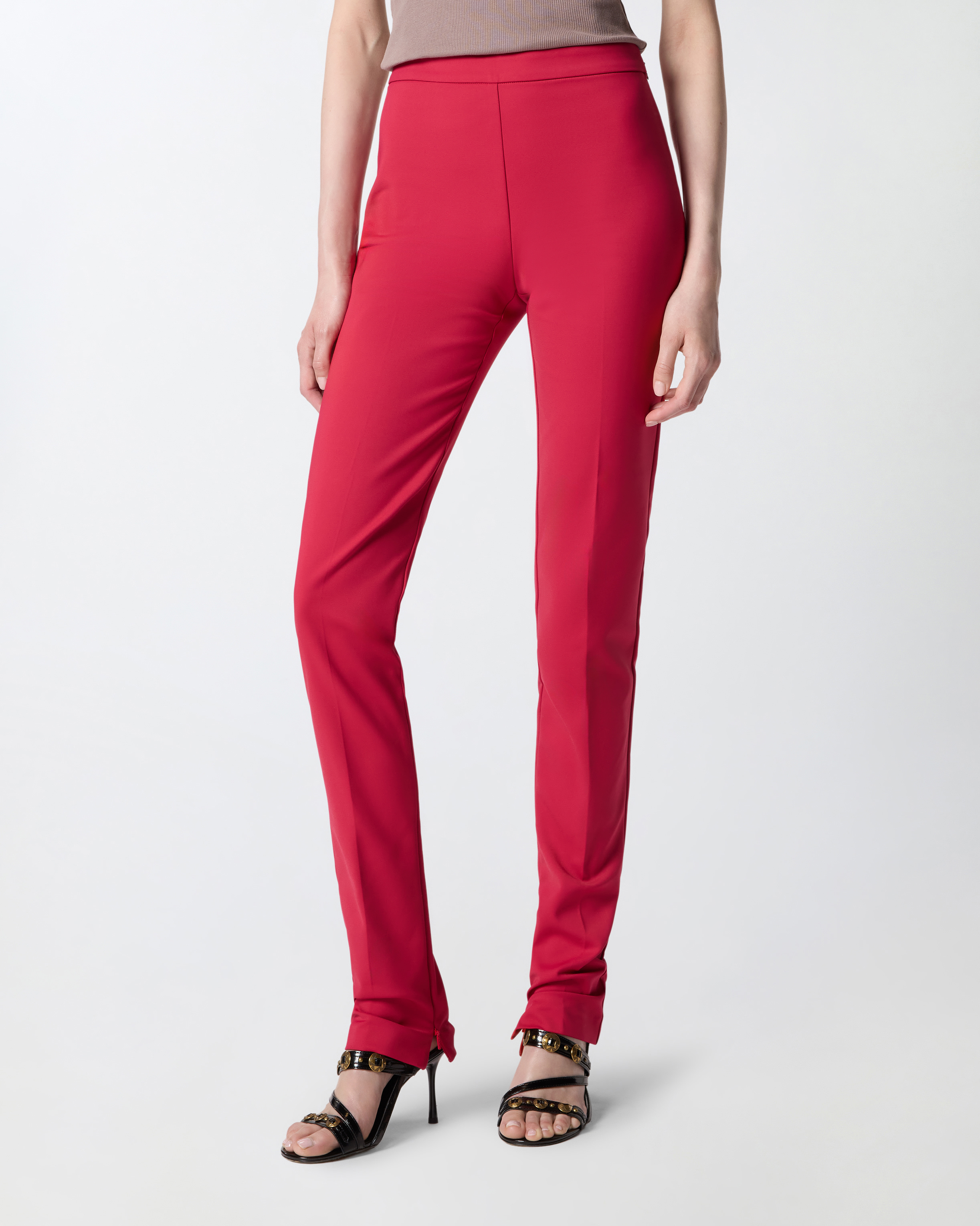 Pantalon en satin de coton avec pli PINKO Rouge