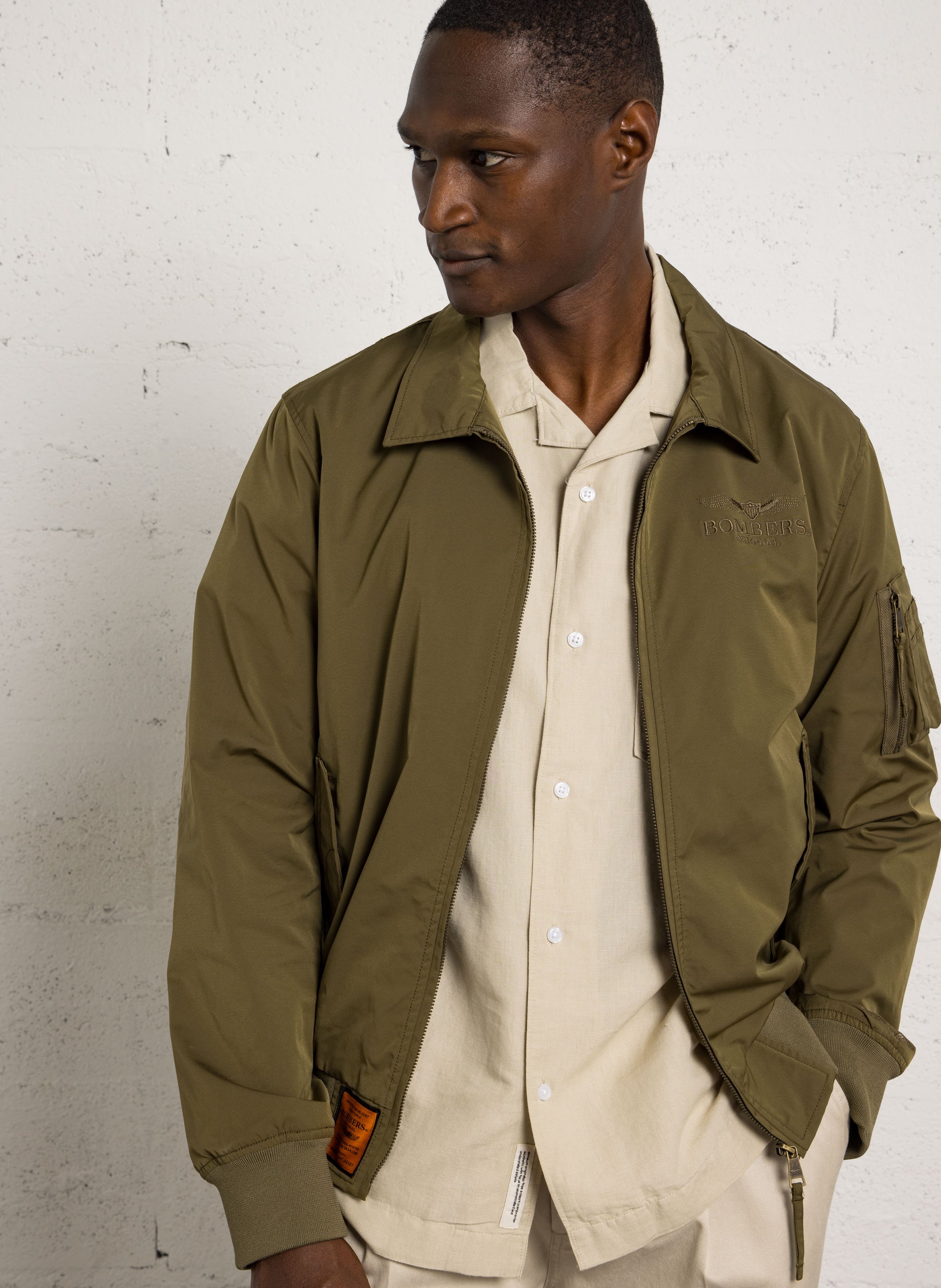 Oversized jacket with classic collar BOMBERS ORIGINAL Khaki