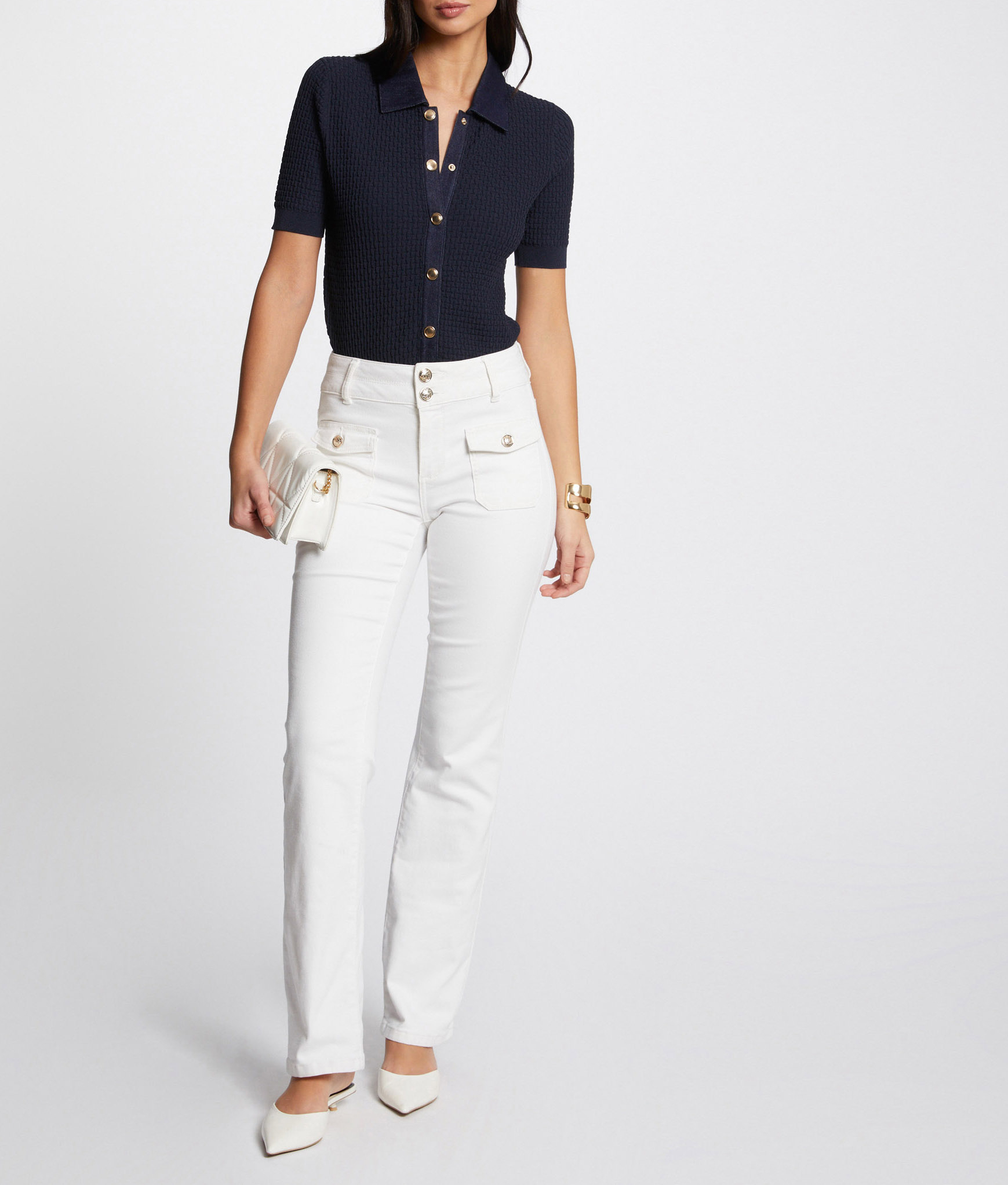 Kort getailleerd vest met revers MORGAN Blauw