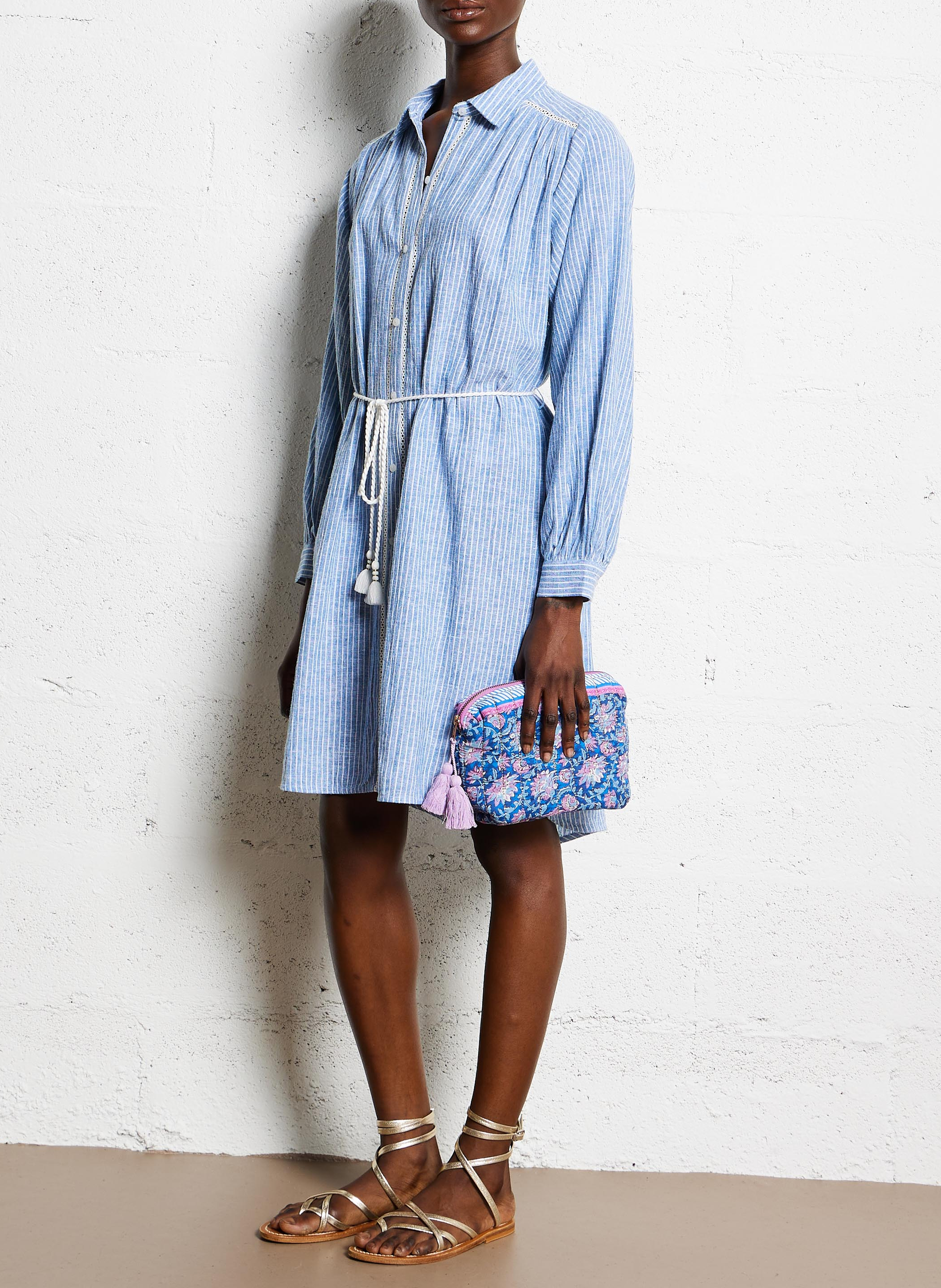 Robe midi rayée en coton bio LOUISE MISHA Bleu