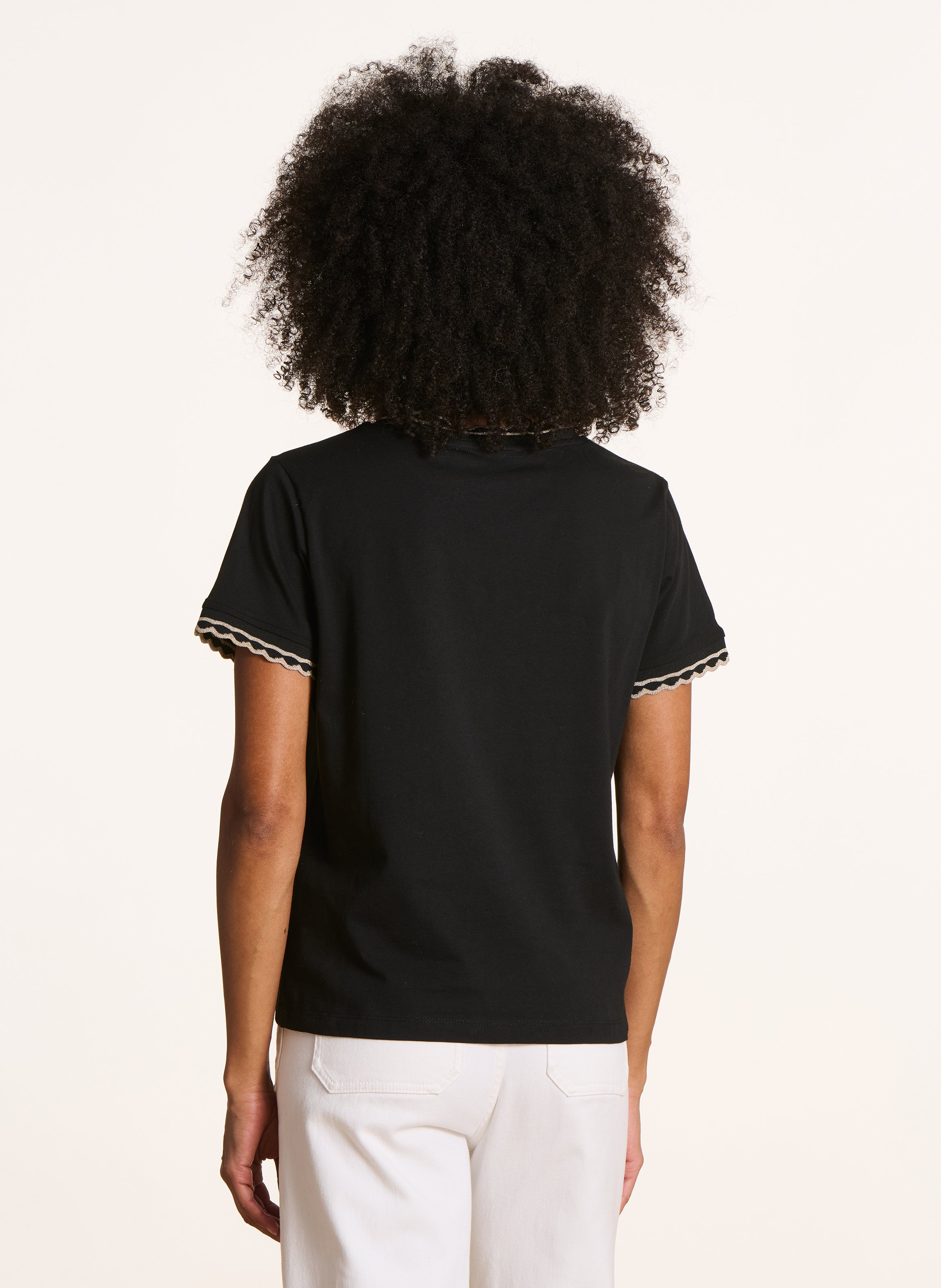 Straight-cut organic cotton T-shirt LA FEE MARABOUTEE Black