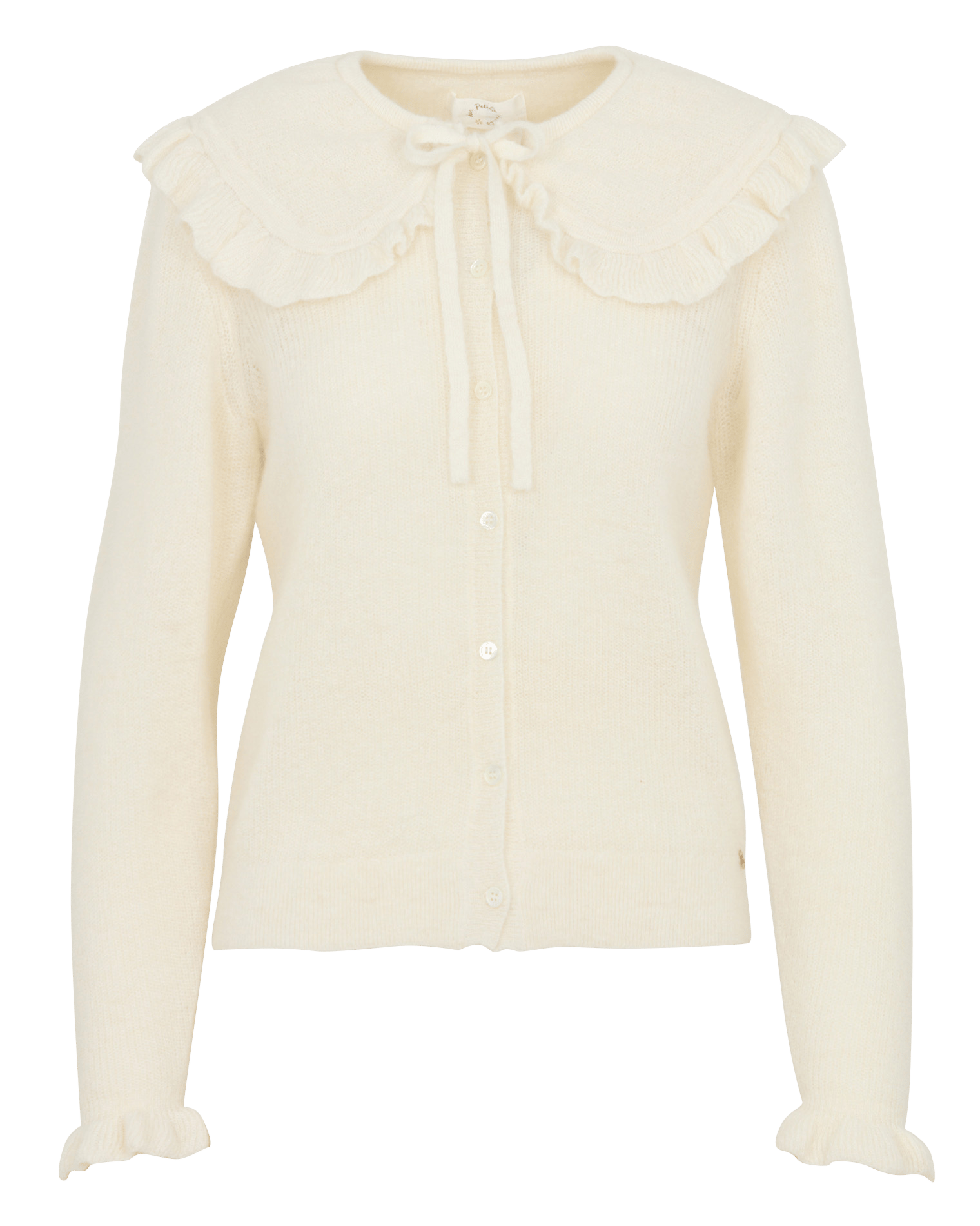 Gerade Strickweste mit Stehkragen DES PETITS HAUTS Beige