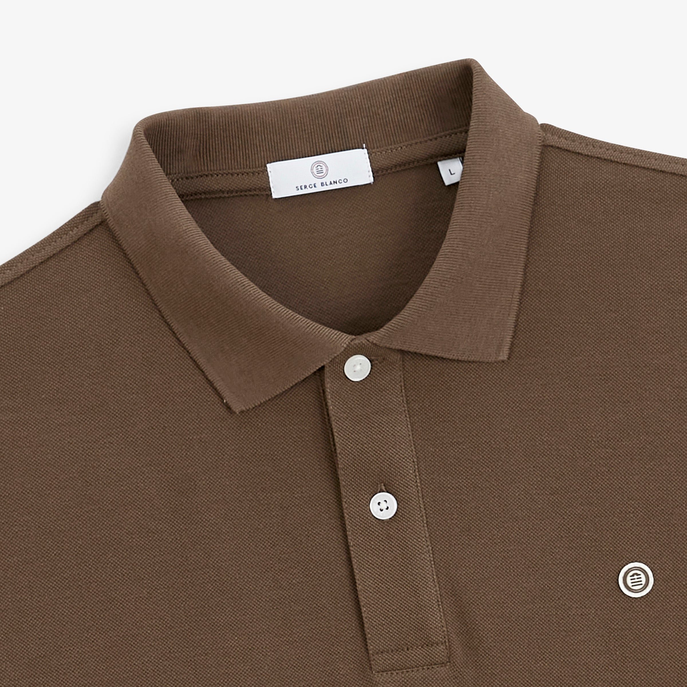 Short-sleeved cotton piqué polo SERGE BLANCO Brown
