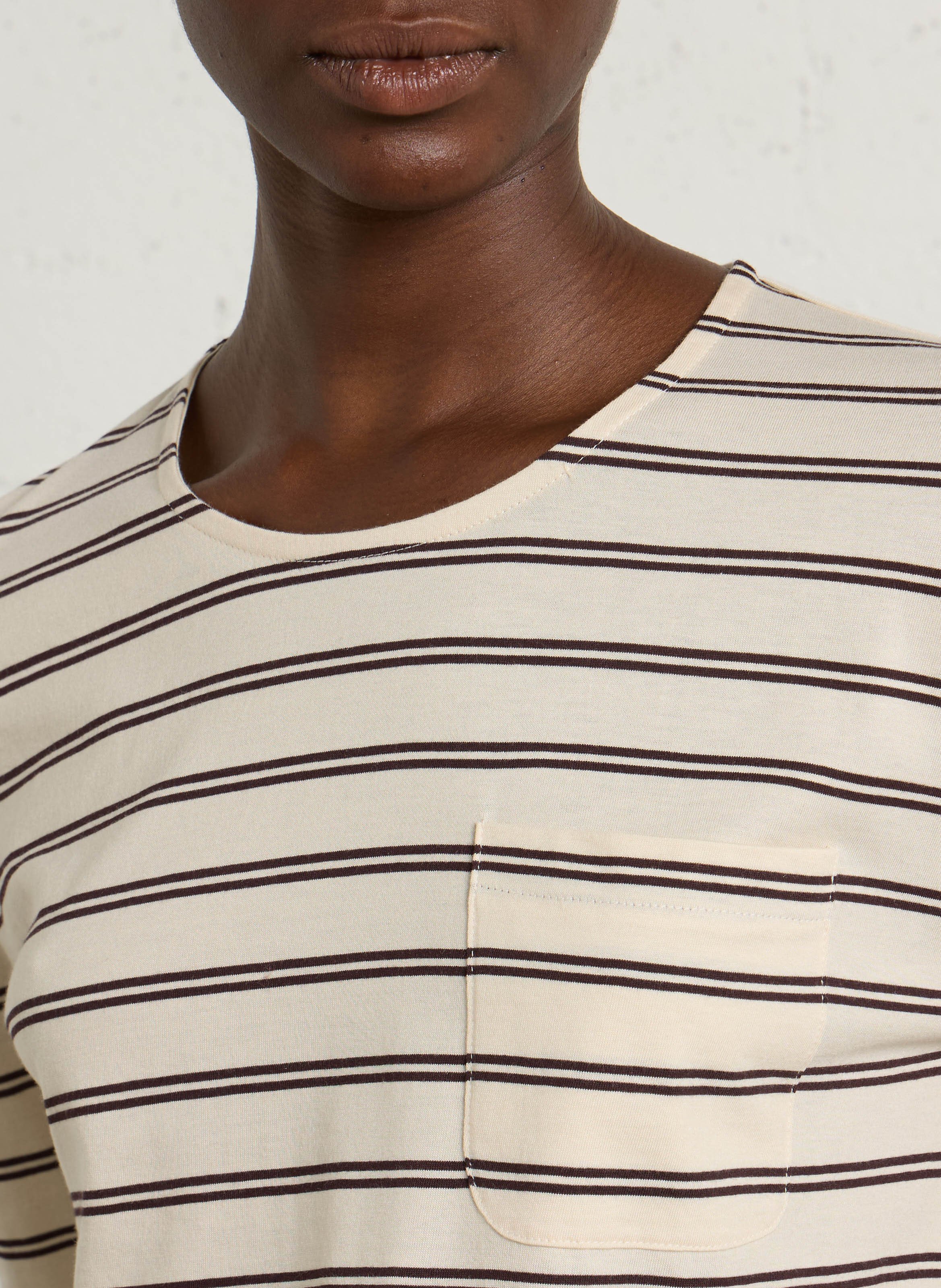 Striped cotton blend T-shirt NICE THINGS Beige