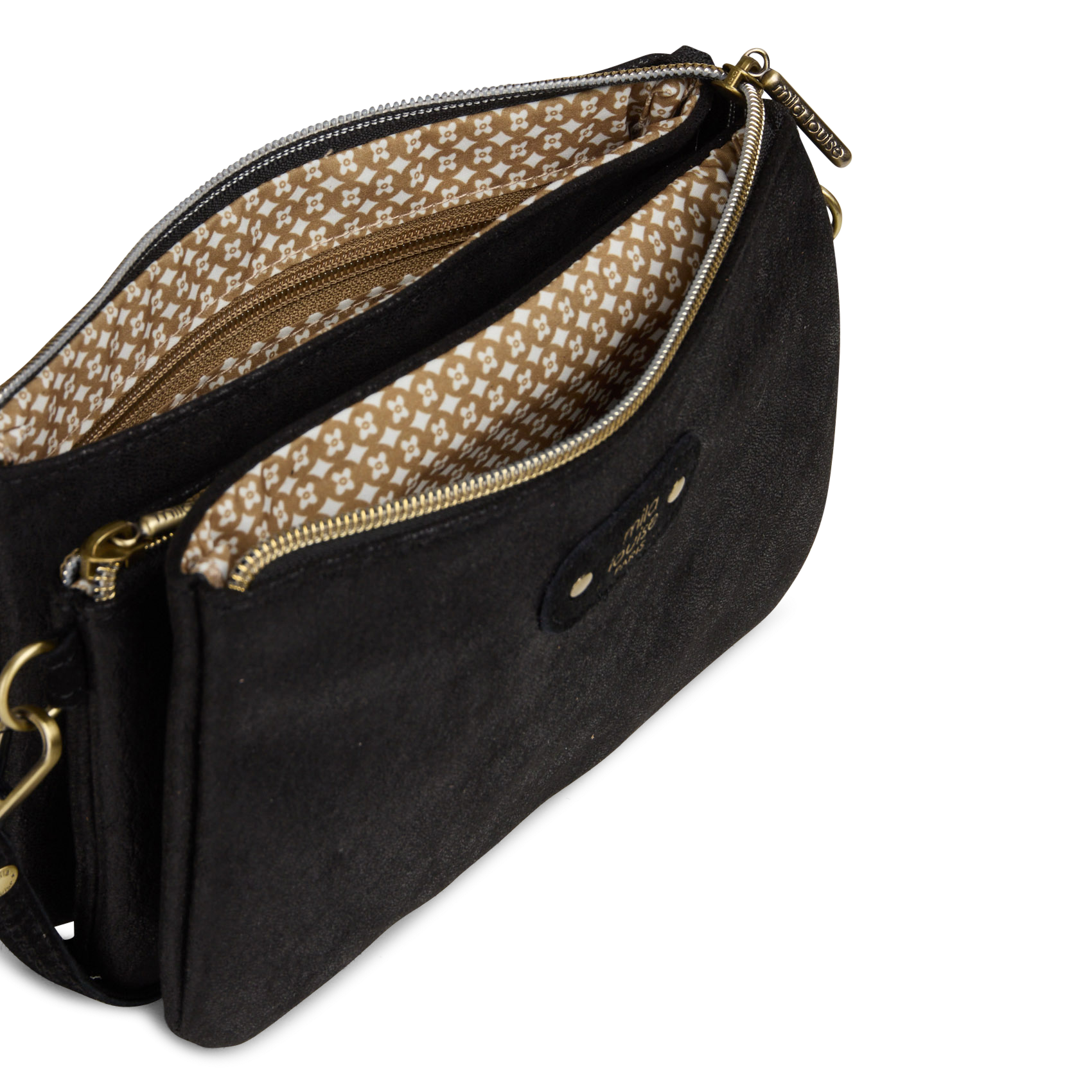 Ledertasche aus gemischtem Leder MILA LOUISE Schwarz