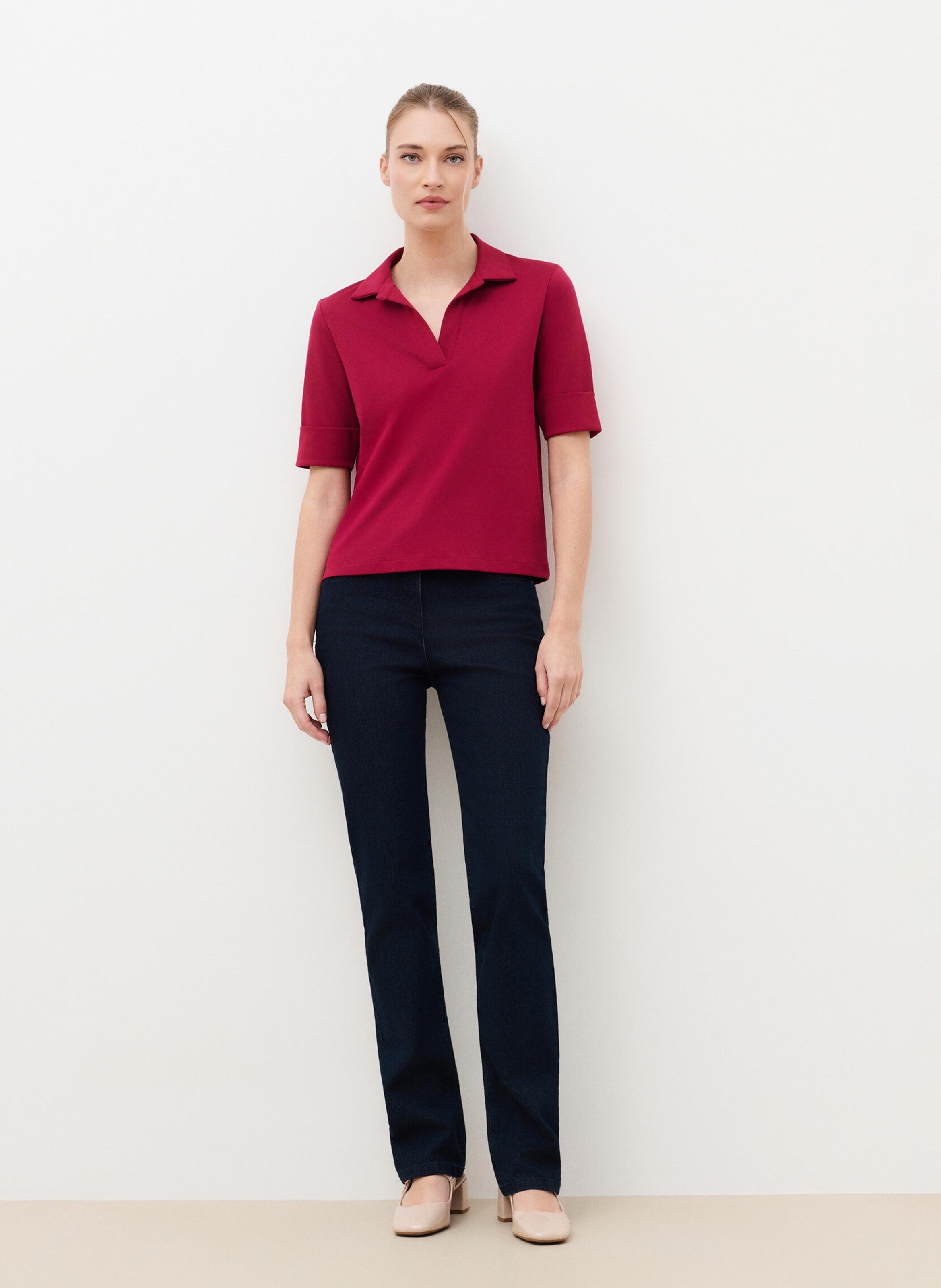 Polo droit en coton CAROLL Rouge