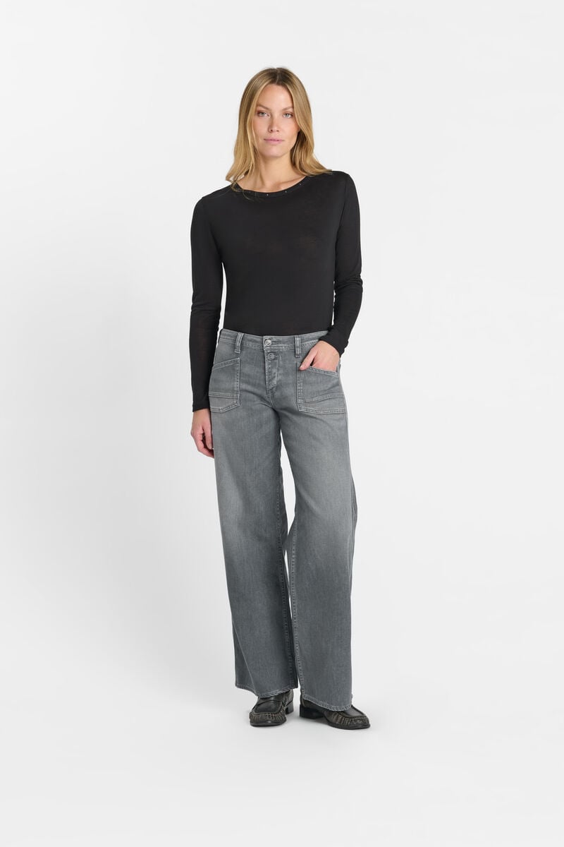 Jeans loose, large wide leg , longueur 34 LE TEMPS DES CERISES Gris