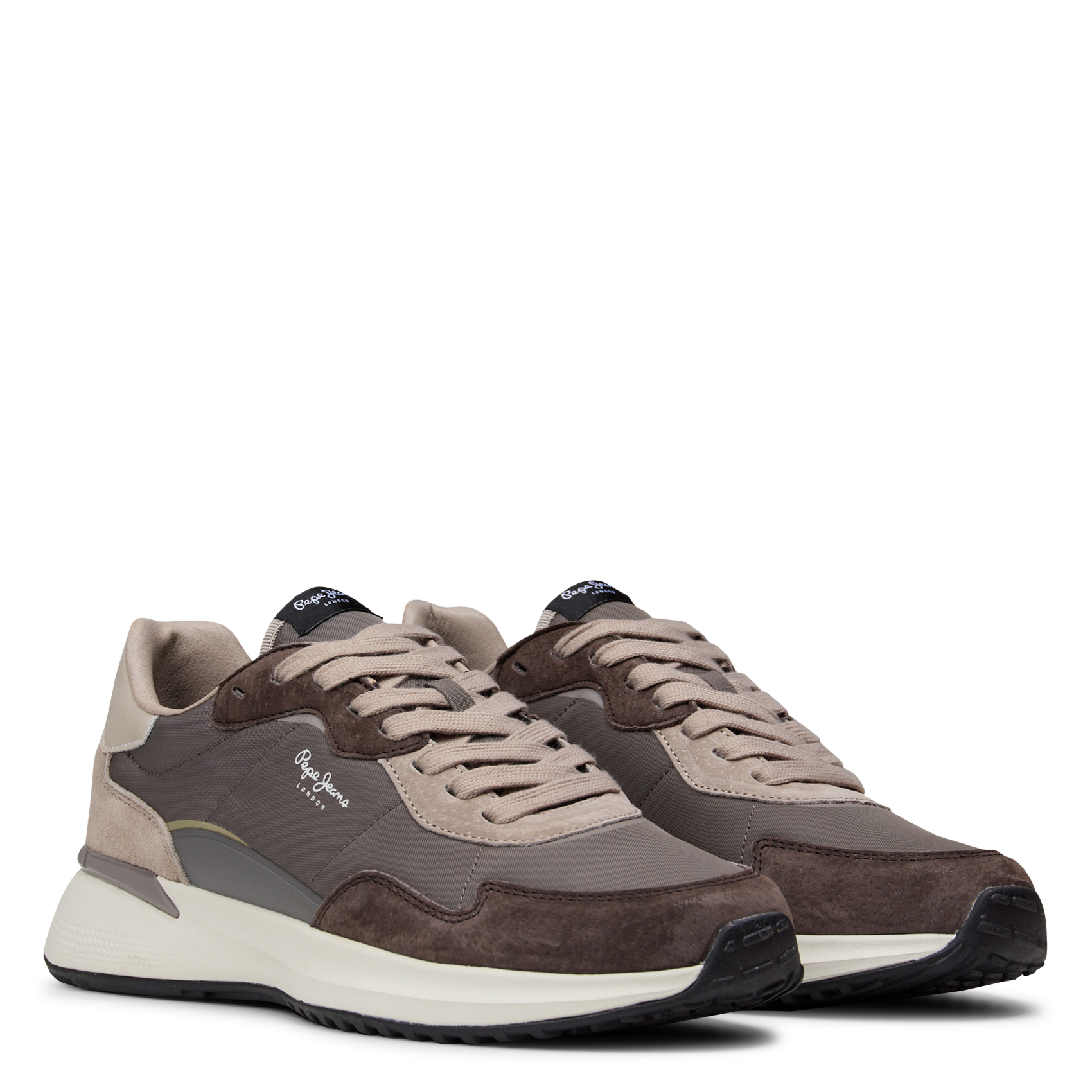 Baskets basses en cuir mélangé PEPE JEANS Marron