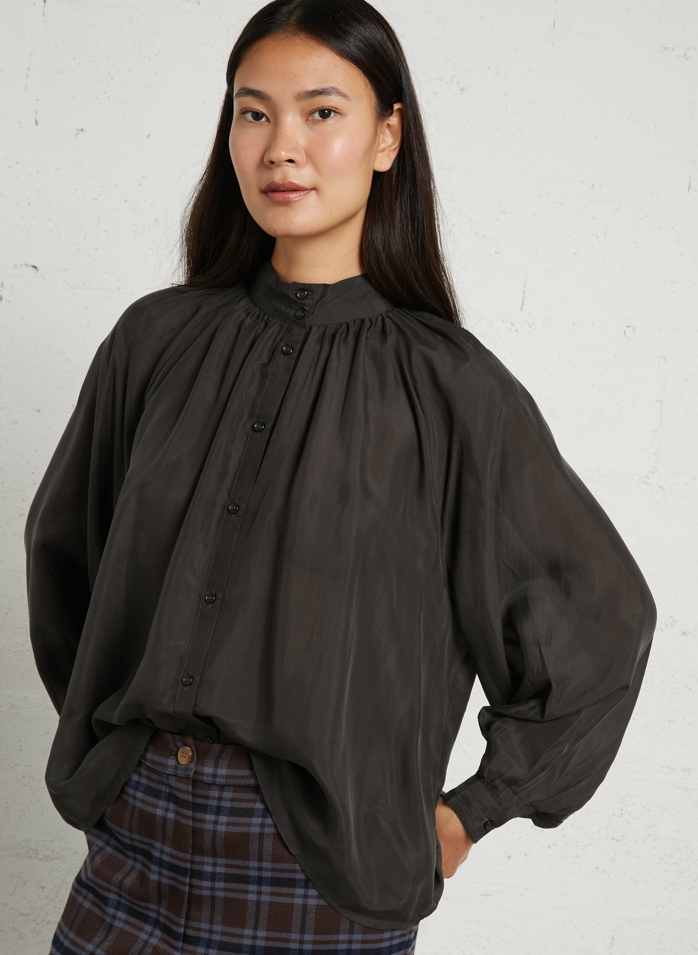 Baumwollbluse mit Stehkragen BELLEPIECE