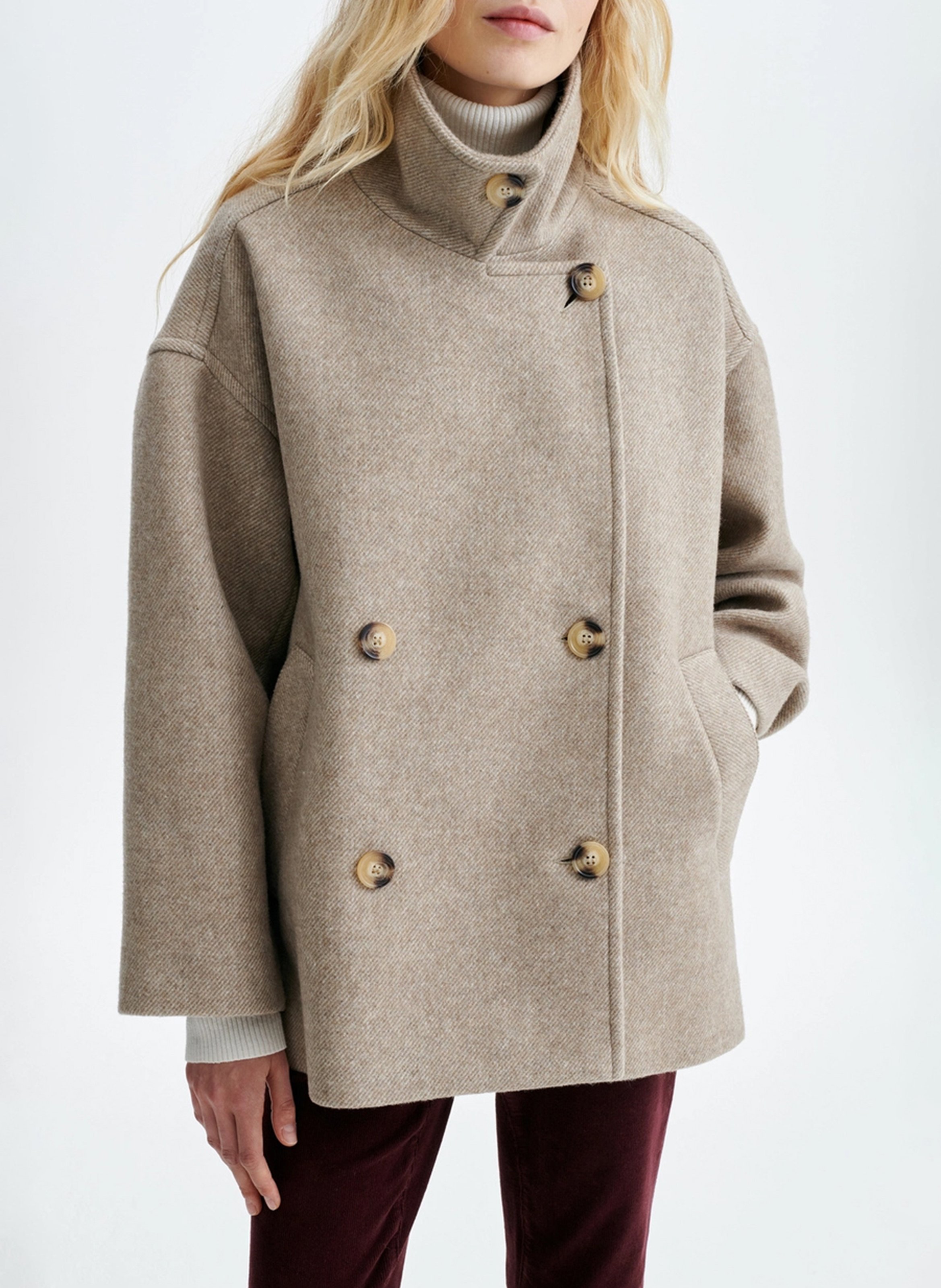 Jas met opstaande kraag - wolblend VANESSA BRUNO Beige