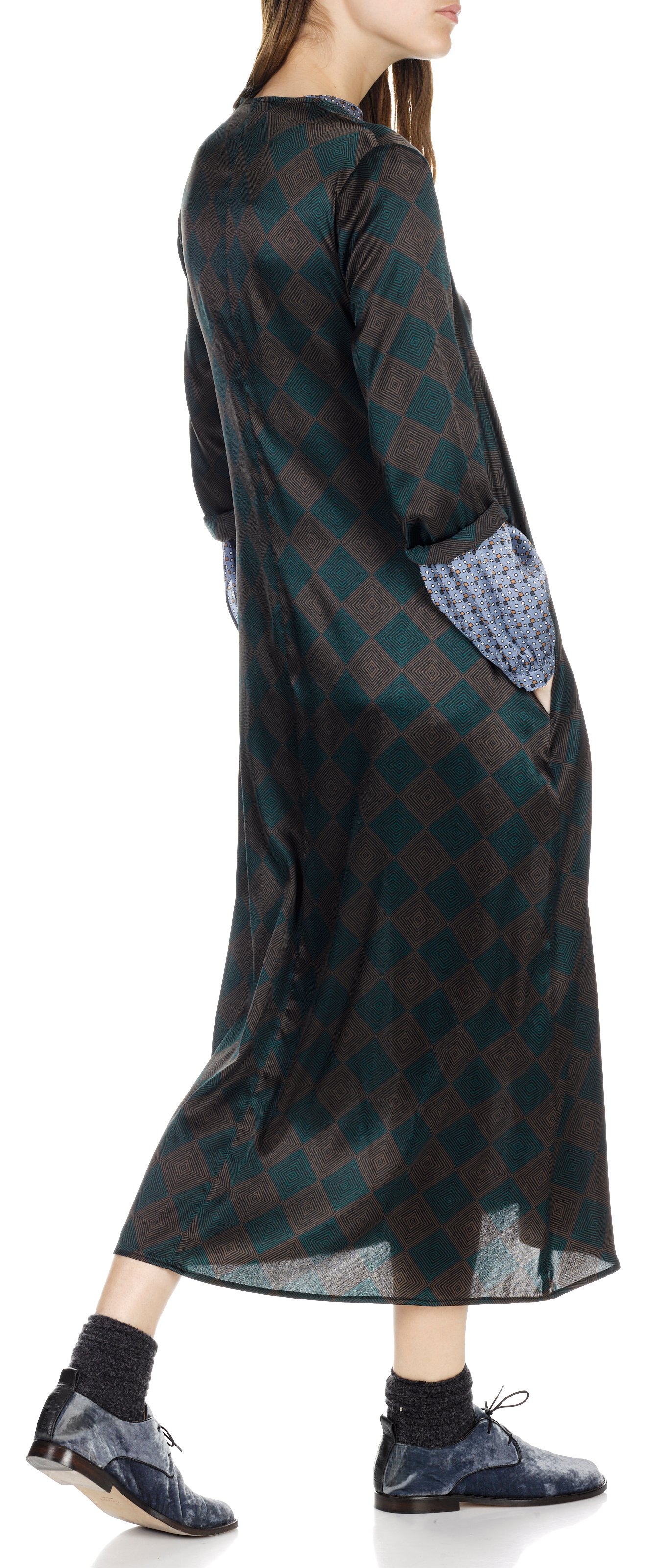 Printed long silk dress  ATTIC AND BARN Green