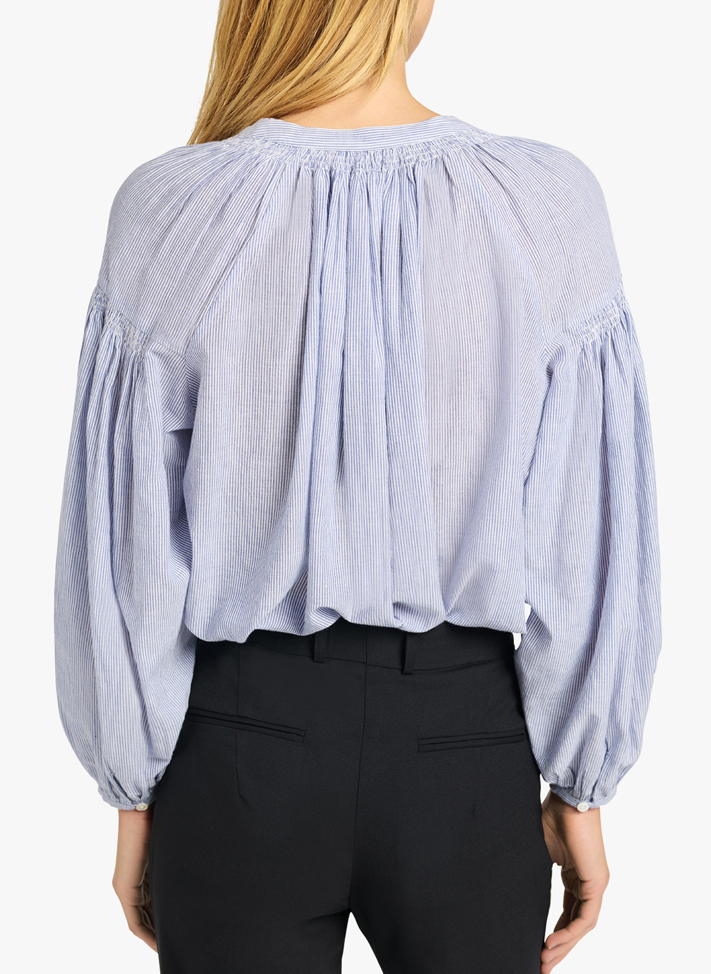 Striped cotton blouse with Tunisian collar VANESSA BRUNO Blue