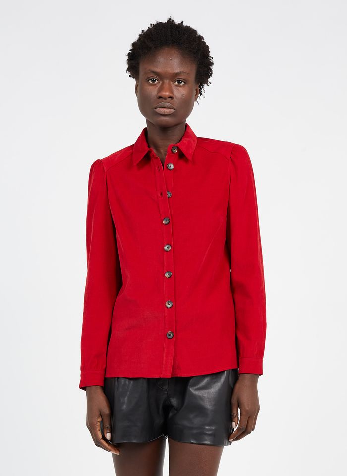 Camisa De Algodón Con Cuello Clásico Rouge Uni Caroll - Mujer | Place Tendances