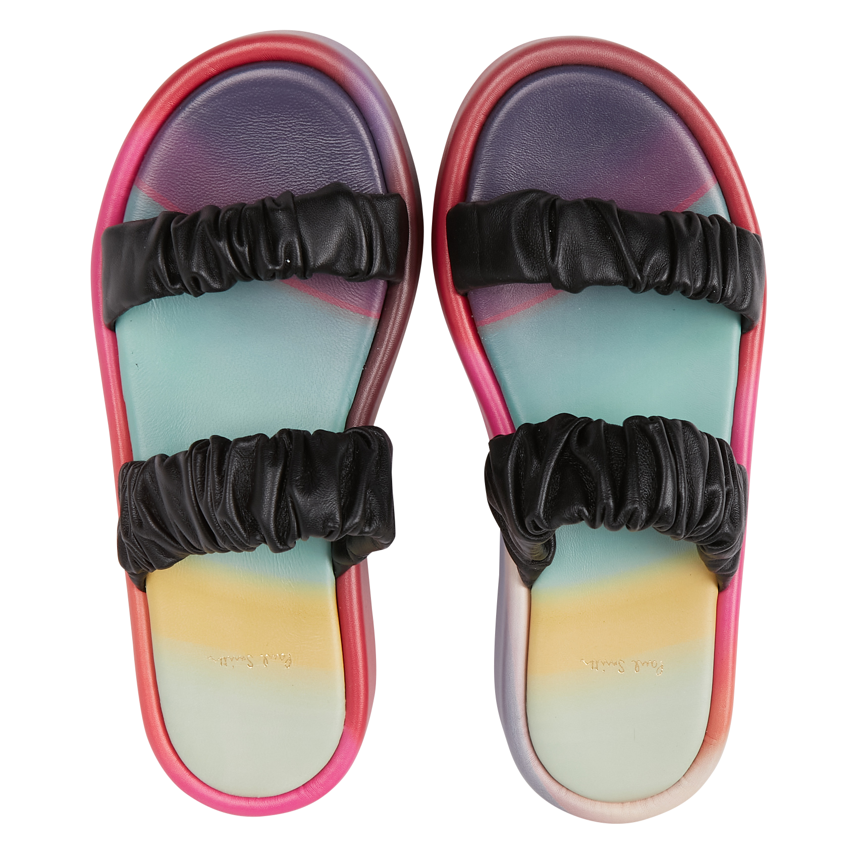 Platte, leren slippers PAUL SMITH Zwart