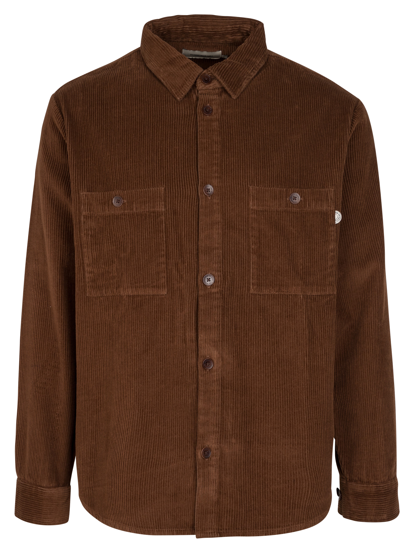 Surchemise droite col classique en coton biologique THINKING MU Marron