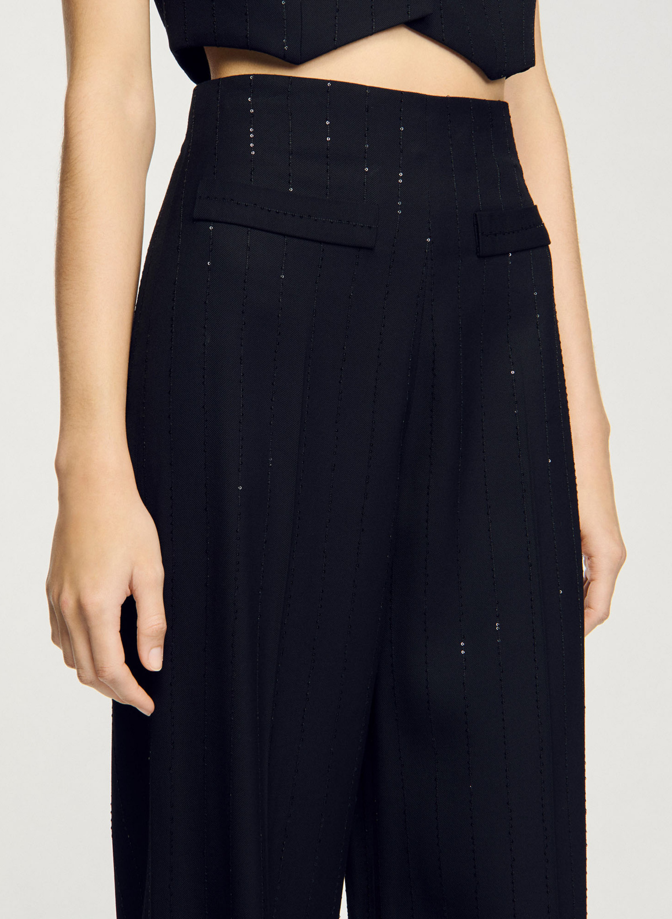 Straight leg sequin suit trousers SANDRO Black