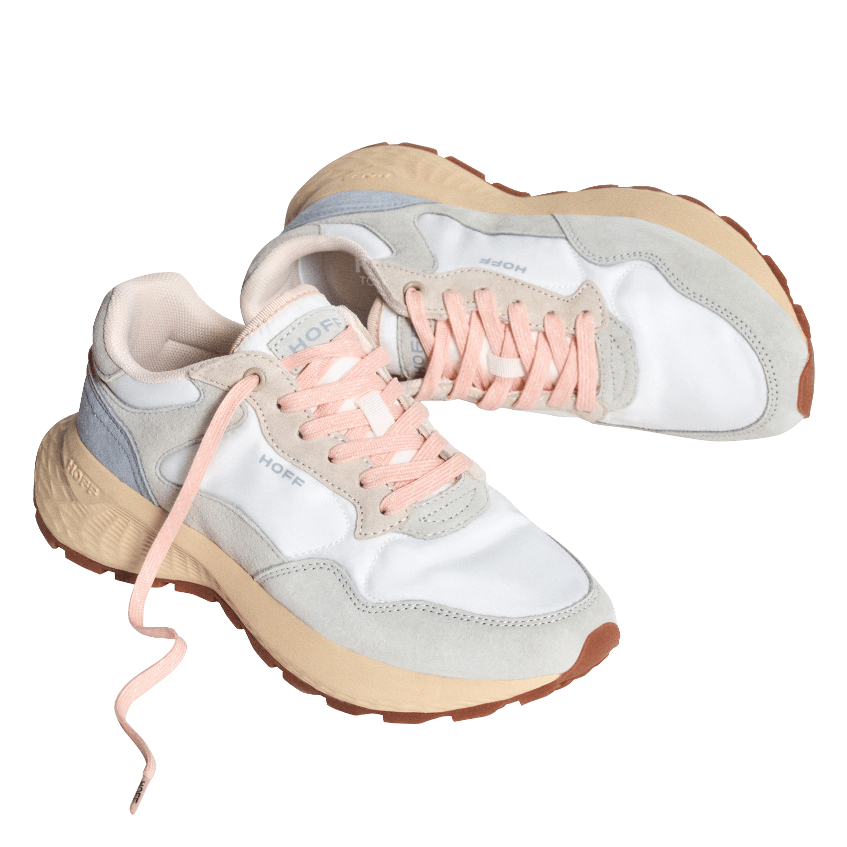 Low-top lace-up mixed leather sneakers HOFF Grey