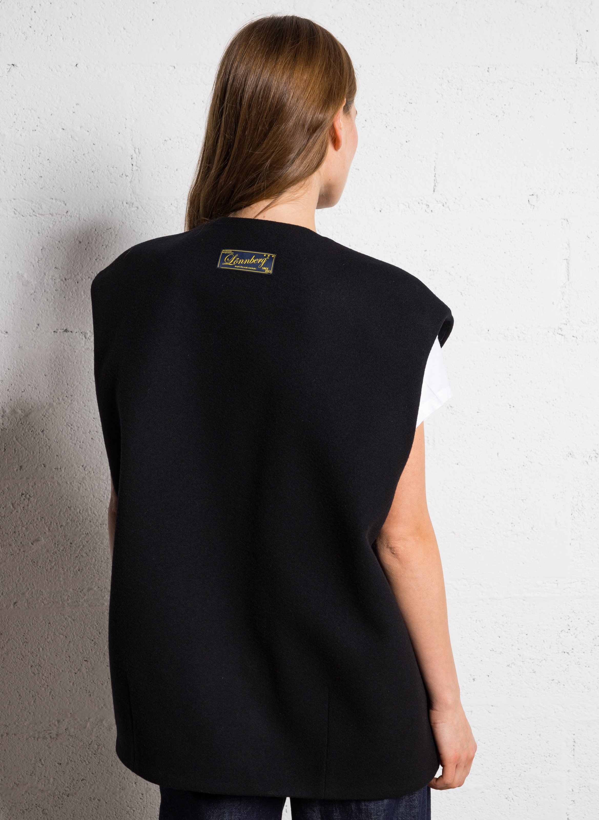 Veste col V en laine mélangée MARGAUX LONNBERG Noir