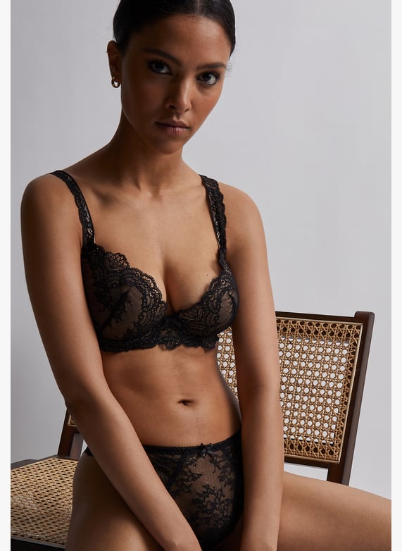 Amour Précieux Diamant black  push-up shell bra | Black by AUBADE Amour Précieux Diamant black  push-up shell bra Black