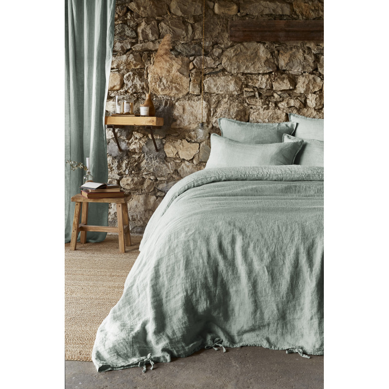 "Soline" Linen Washed Duvet Cover - All Sizes L'EFFET PAPILLON Blue