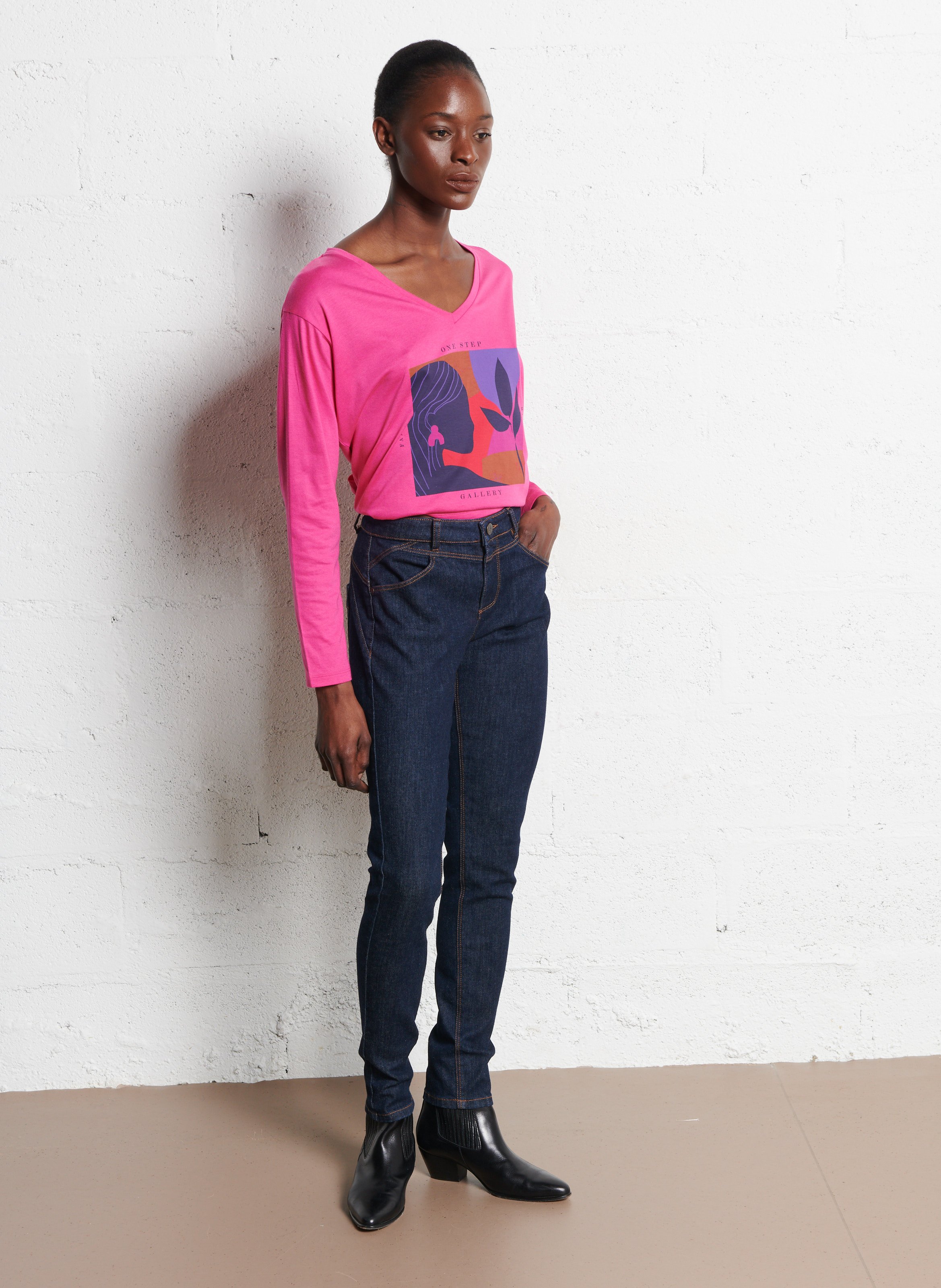 Slim-fit 7/8 cotton-blend jeans ONE STEP Blue