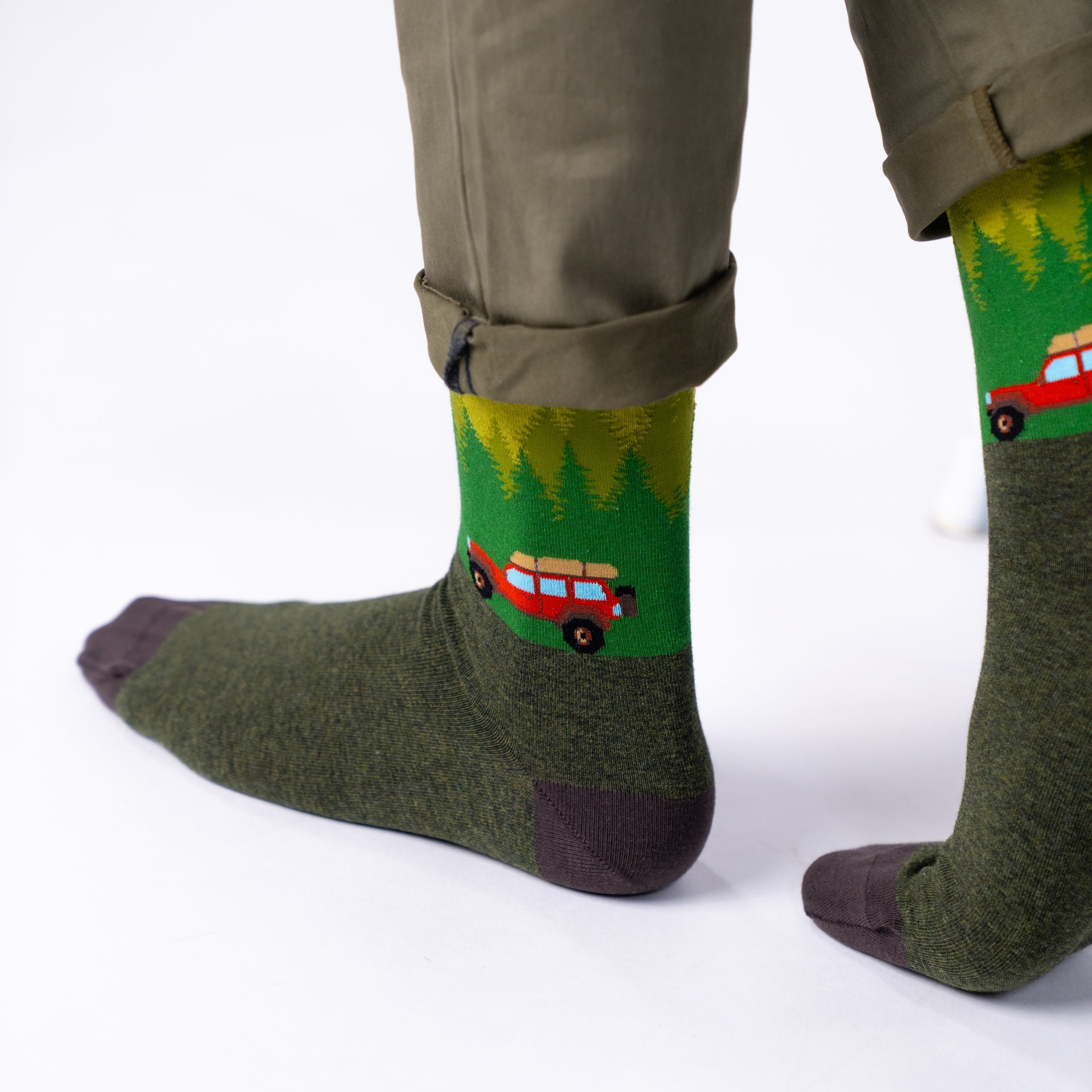 Combed cotton socks with patterns BILLYBELT Khaki