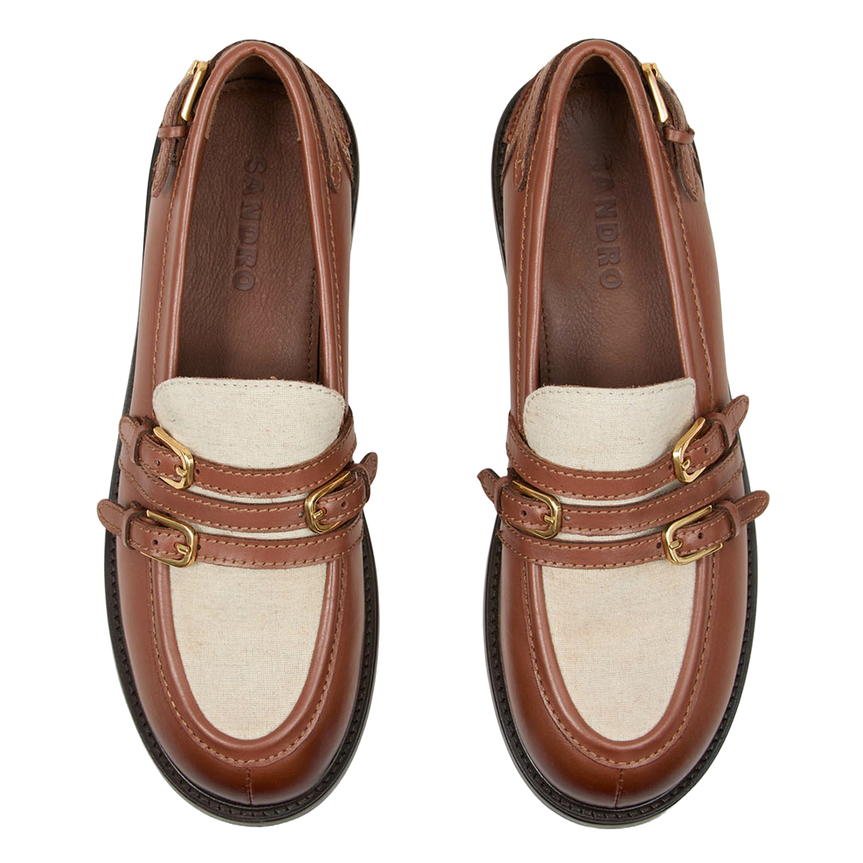 Leather strappy moccasins SANDRO Brown