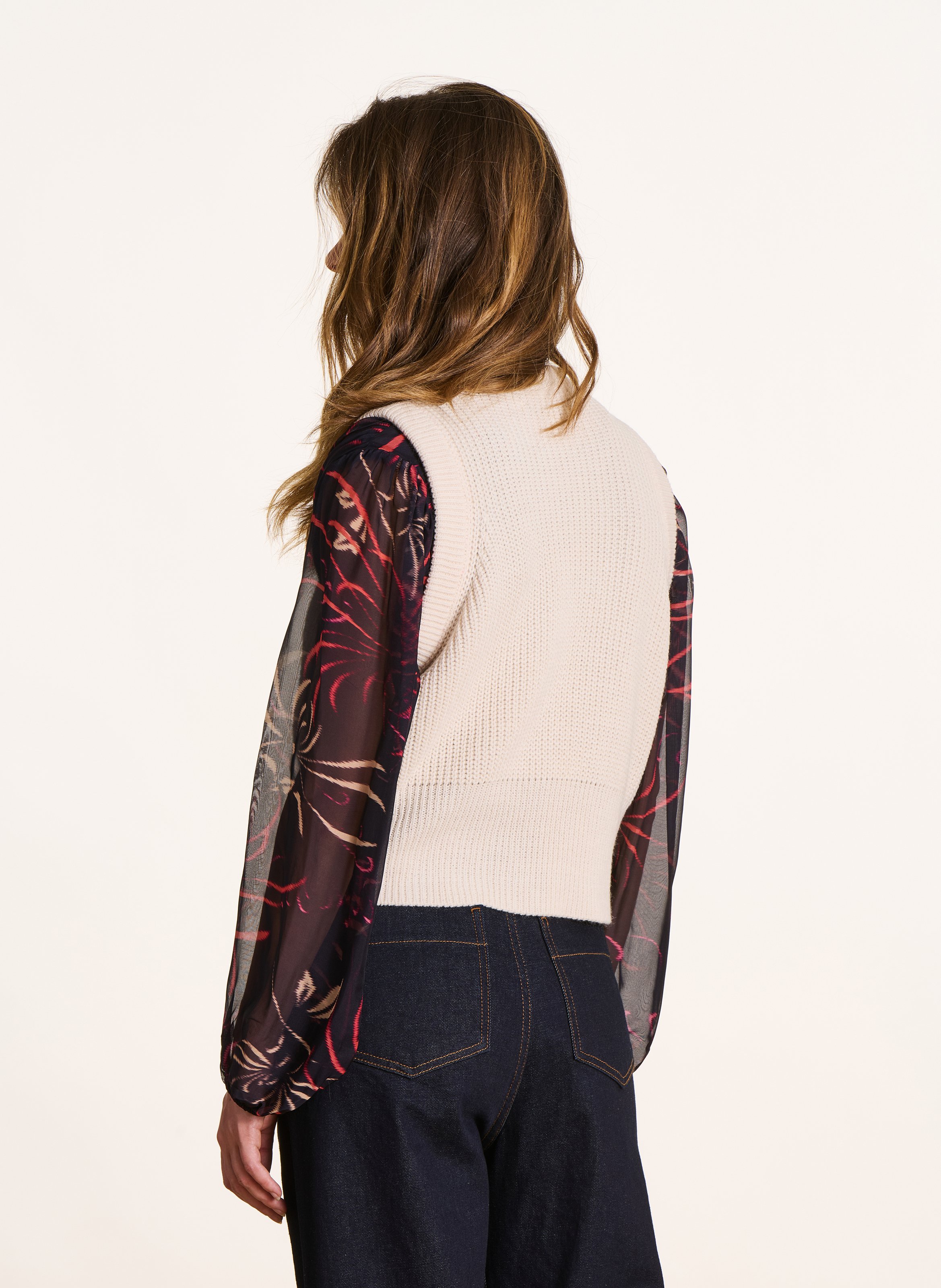 Kurzärmliger Pullover mit Rundhalsausschnitt LA FEE MARABOUTEE Weiss