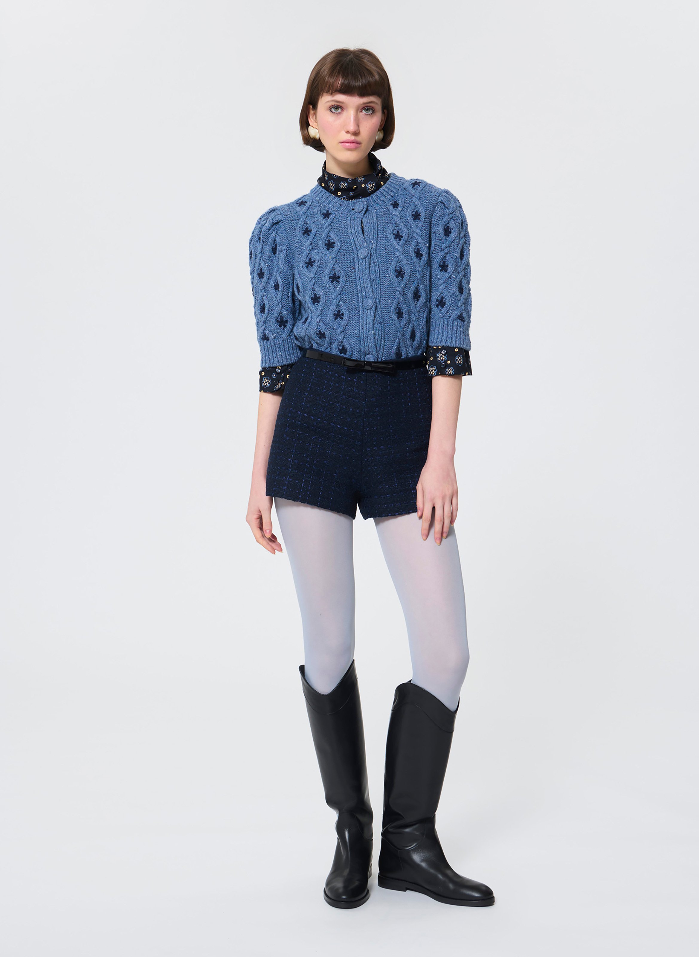 Short court en tweed TARA JARMON Bleu