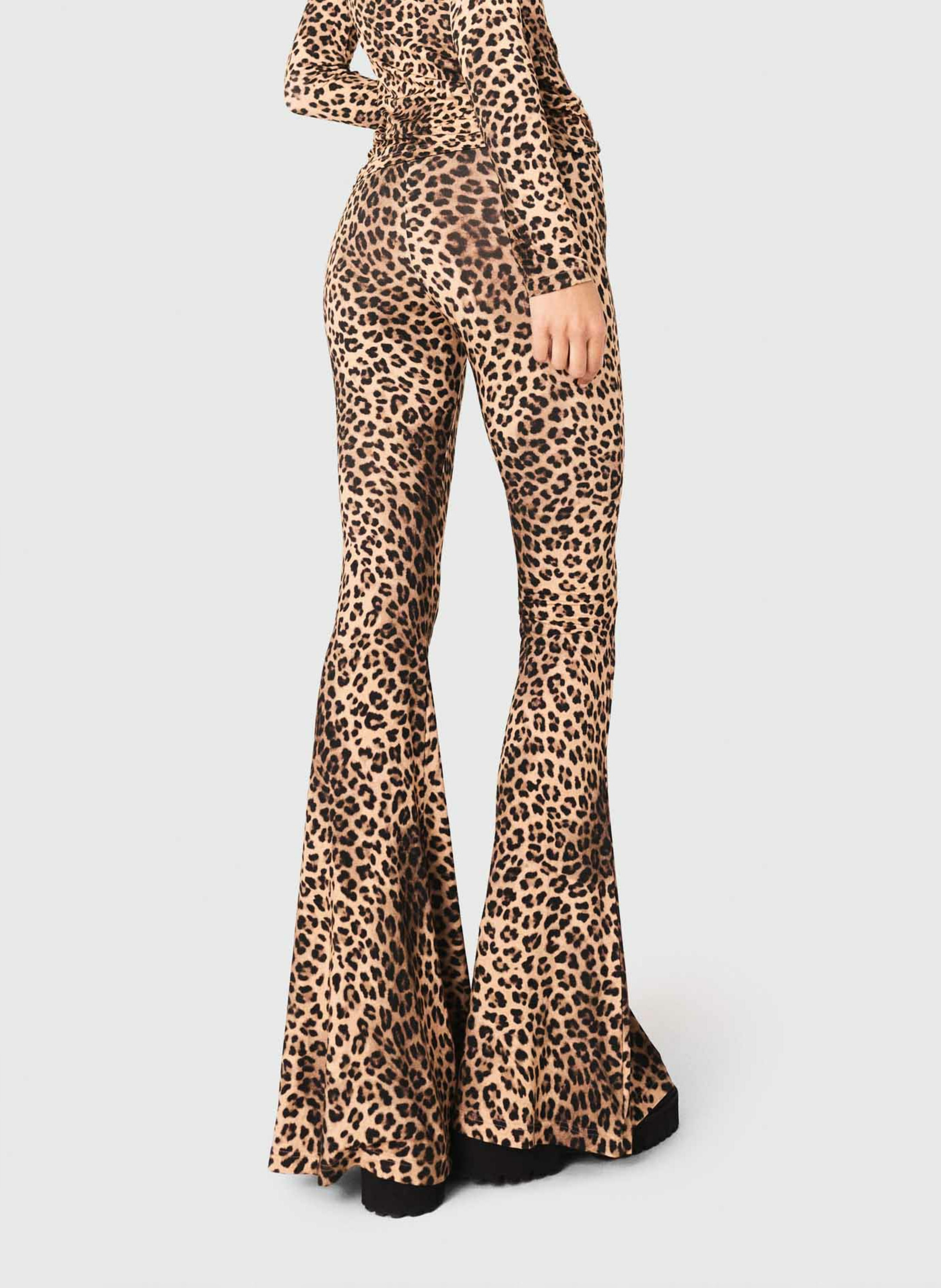 Flared Leopard Print Leggings MAJE Brown