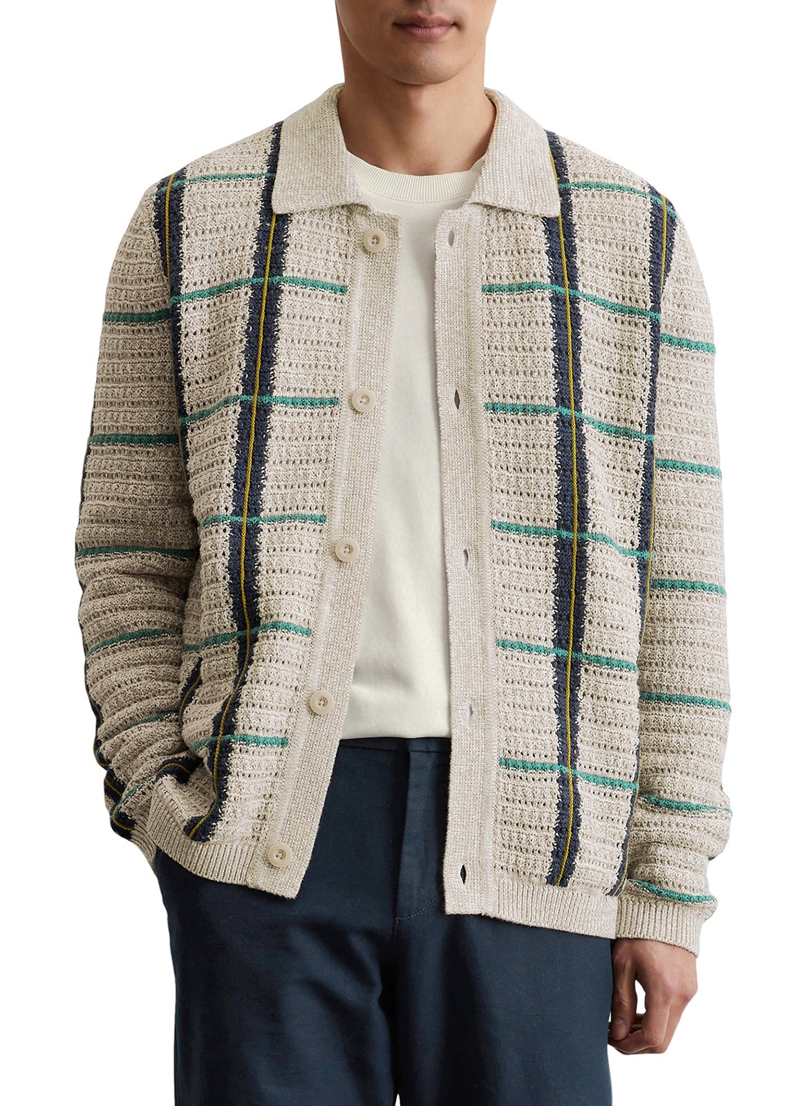 Gilet col classique en coton mélangé MARC O'POLO Gris