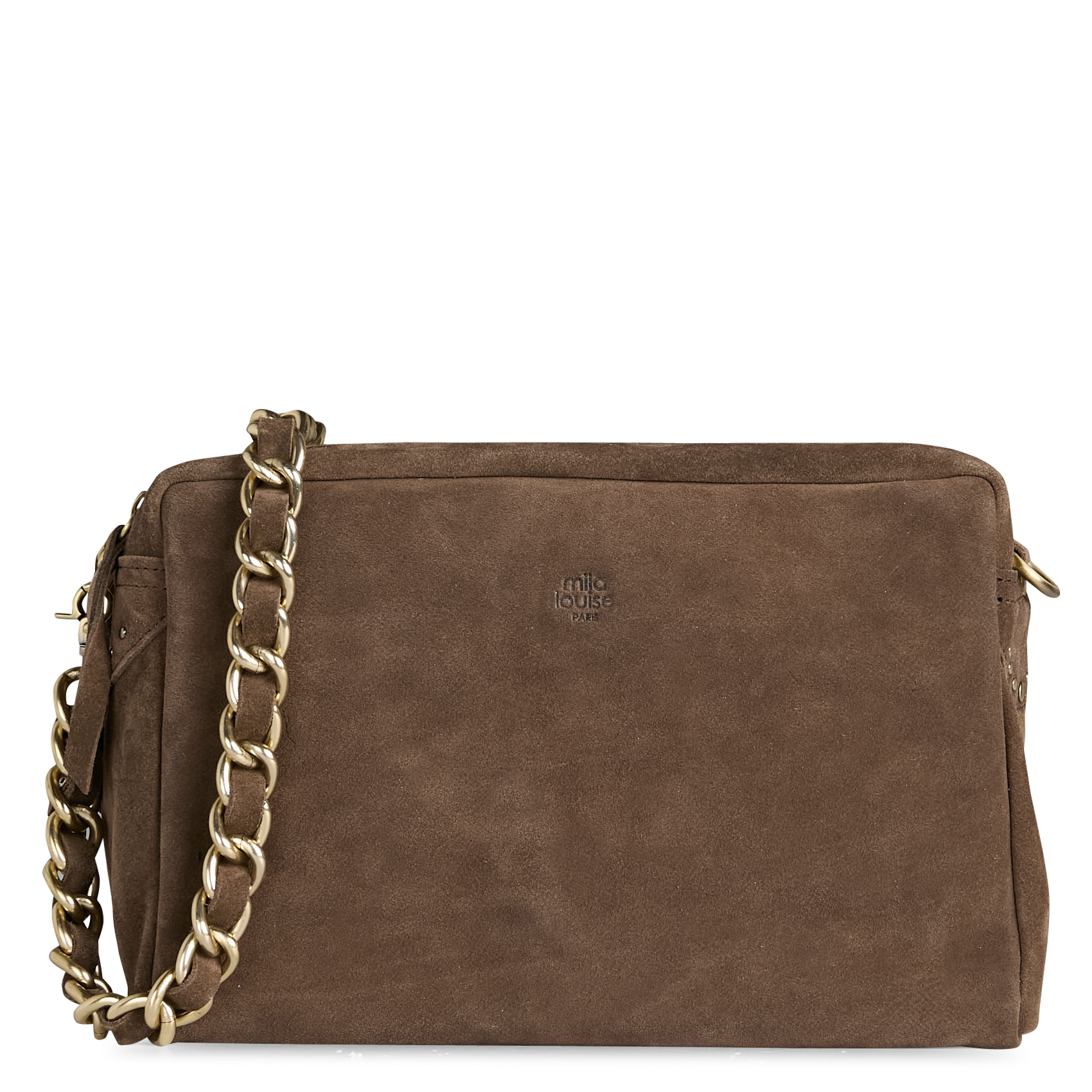 Handtasche aus Veloursleder MILA LOUISE Khaki