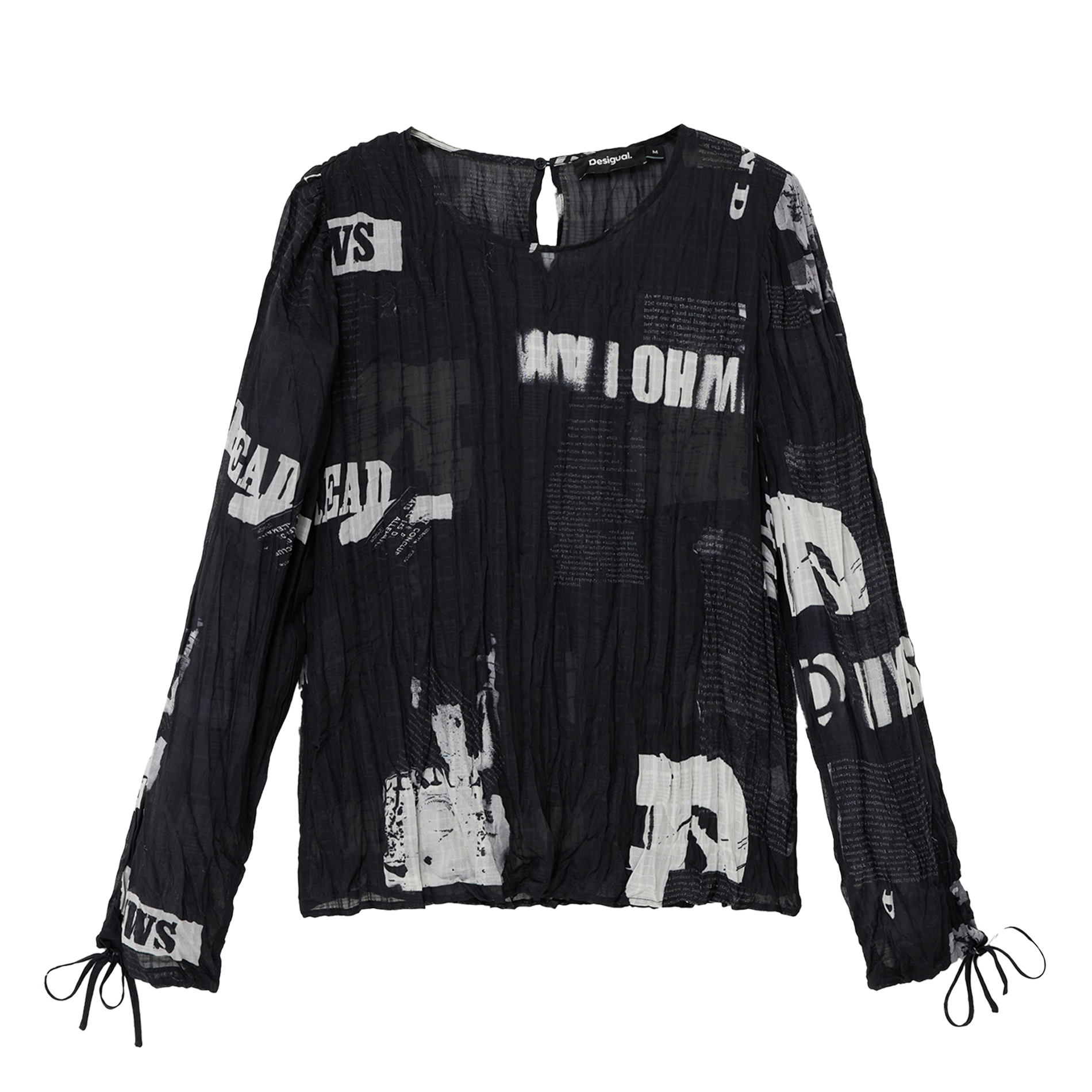 Blouse col rond imprimée  DESIGUAL Noir