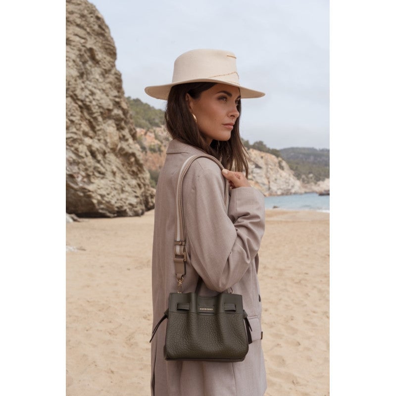 Shoulder bag - cowhide leather POURCHET Khaki