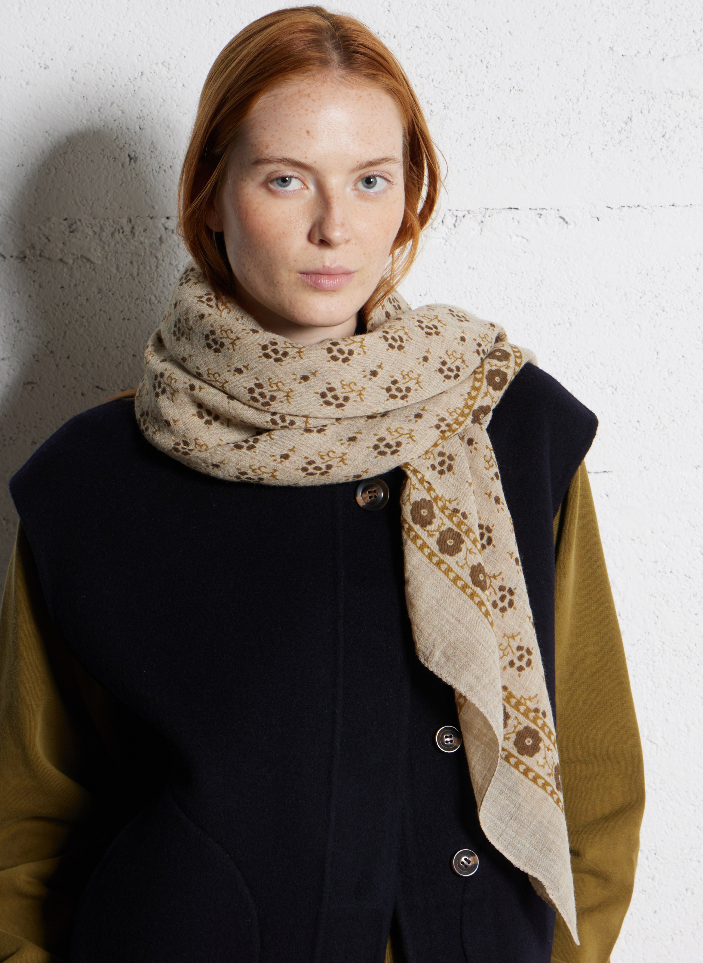 Printed wool twill scarf SOEUR