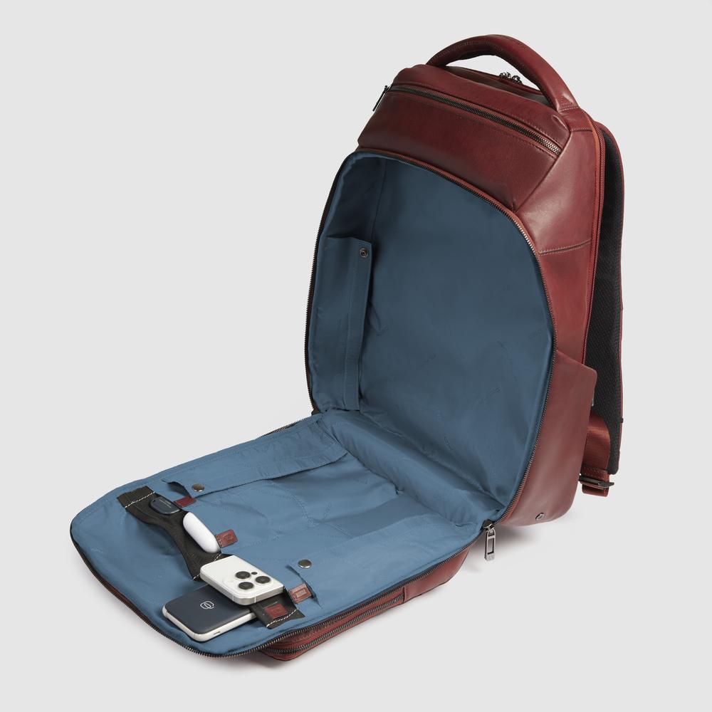 Customizable backpack for computer and iPad® with shock protection and RFID protection PIQUADRO Brown