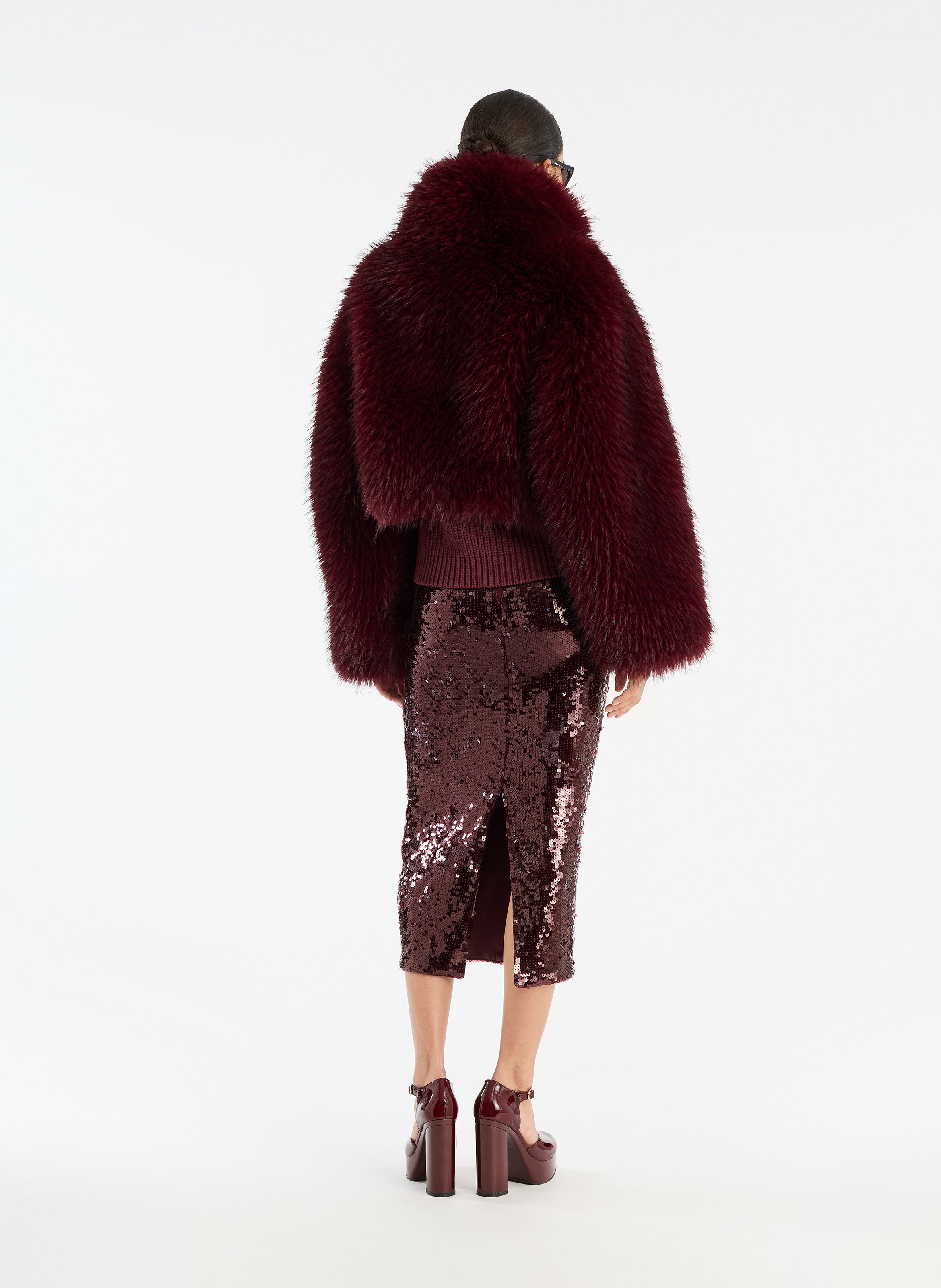 Pull col V sans manches en laine mélangée ROTATE Marron