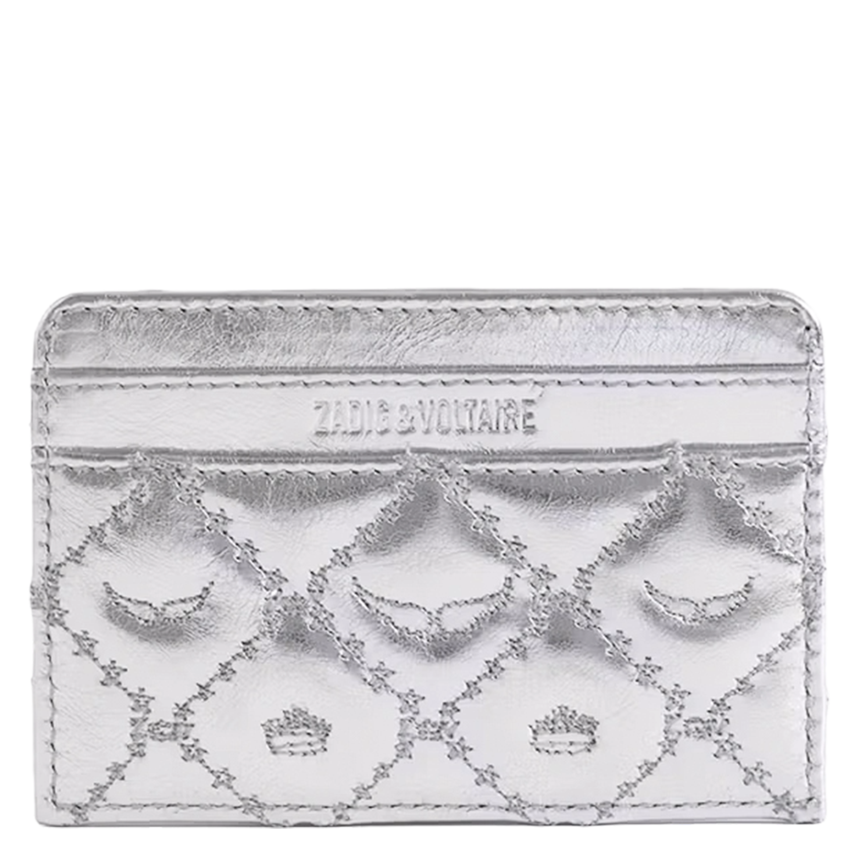 Porte-cartes en cuir métallisé ZADIG&VOLTAIRE Gris